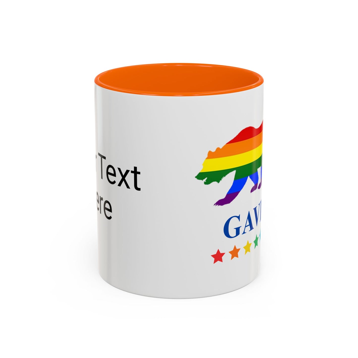 GAVIN PRIDE BEAR - Mug 11oz & 15oz Political Mug with Vibrant Colors (CAN PERSONALIZE) - Tammy & Friends Travel