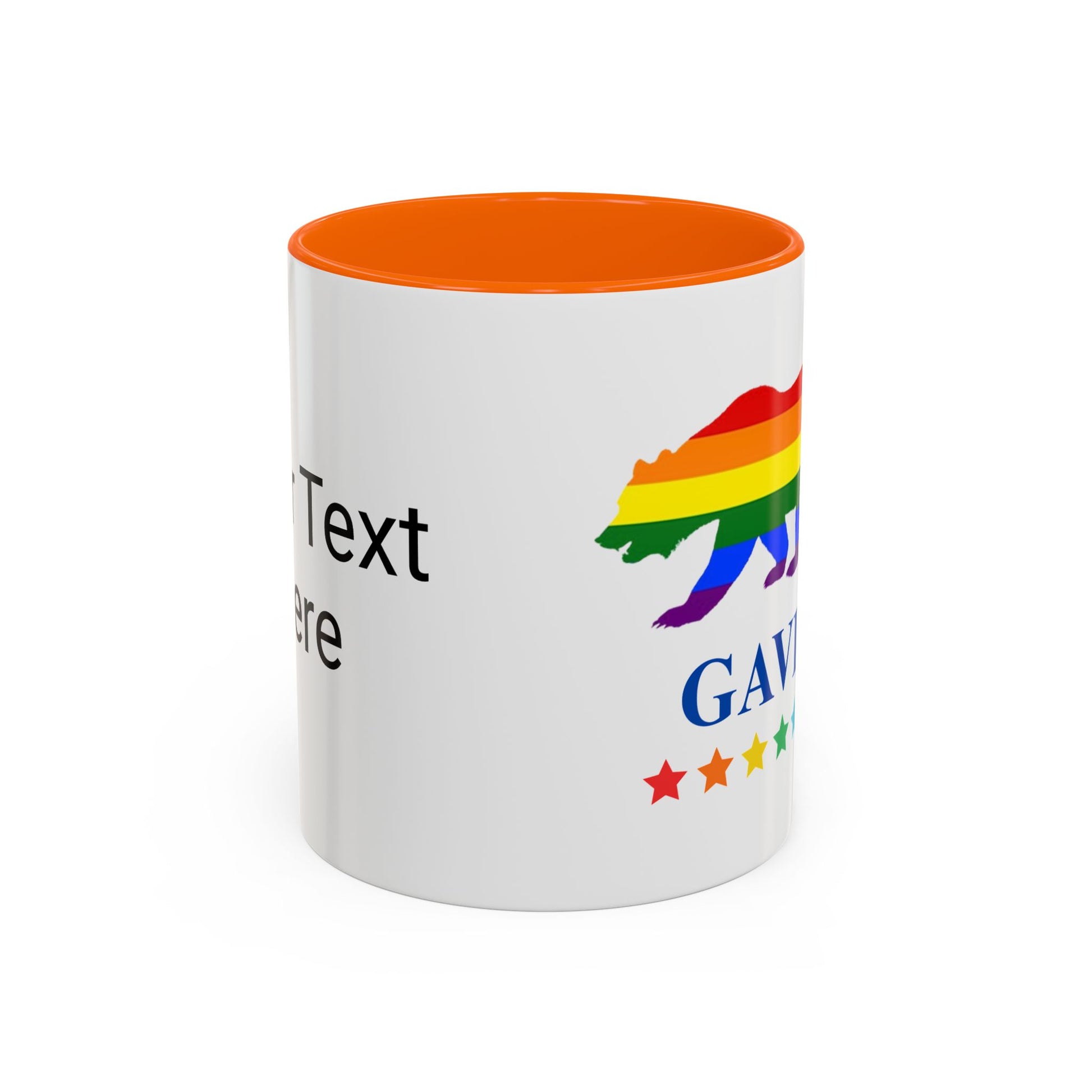 GAVIN PRIDE BEAR - Mug 11oz & 15oz Political Mug with Vibrant Colors (CAN PERSONALIZE) - Tammy & Friends Travel