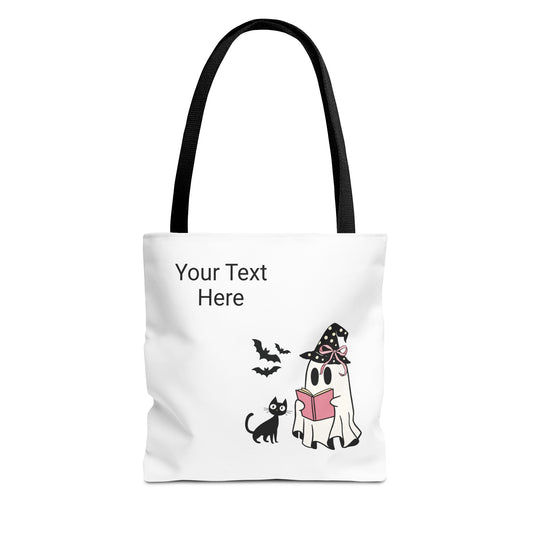 HALLOWEEN GHOST with BOOK - Tote Bag. (CAN PERSONALIZE) - Tammy & Friends Travel