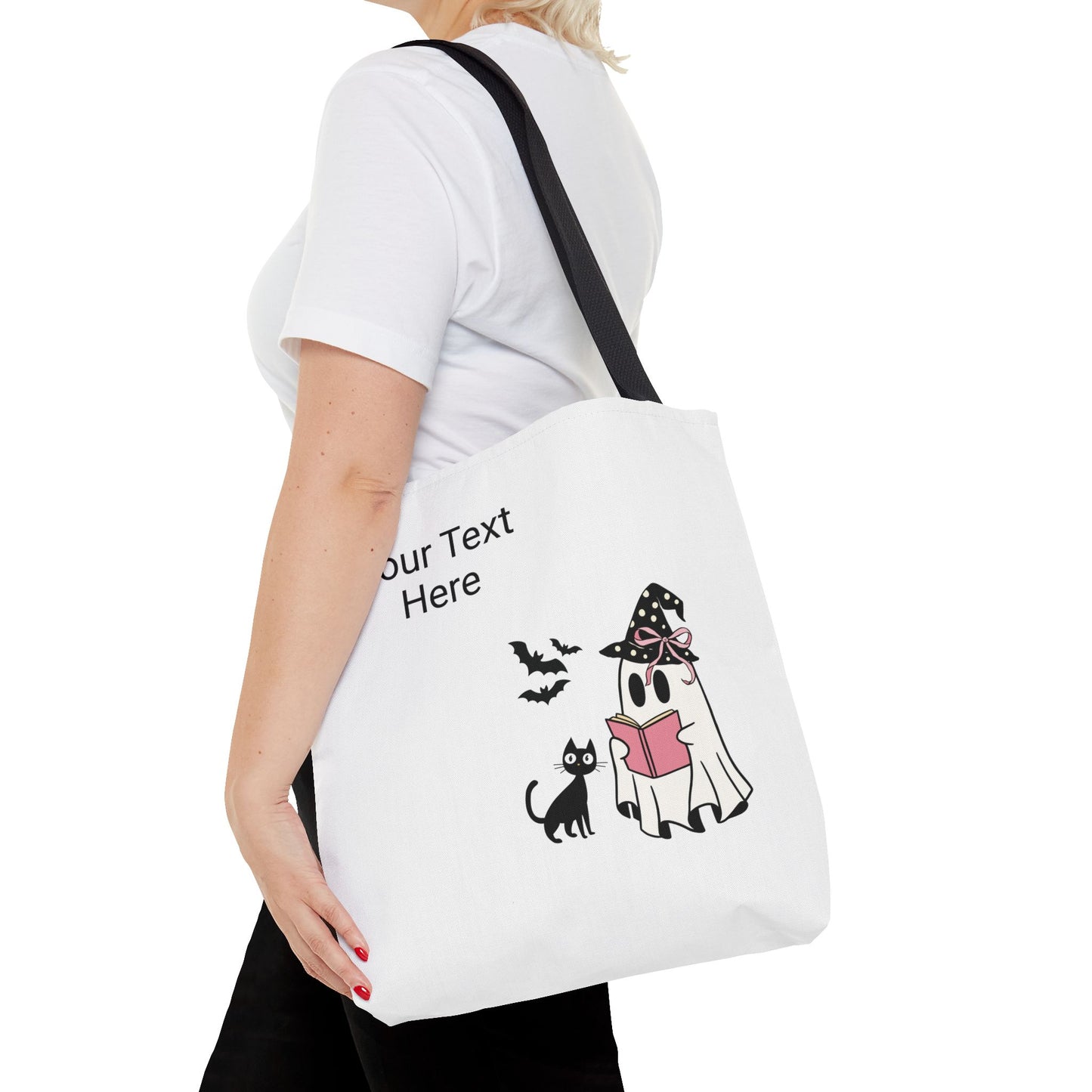 HALLOWEEN GHOST with BOOK - Tote Bag. (CAN PERSONALIZE) - Tammy & Friends Travel