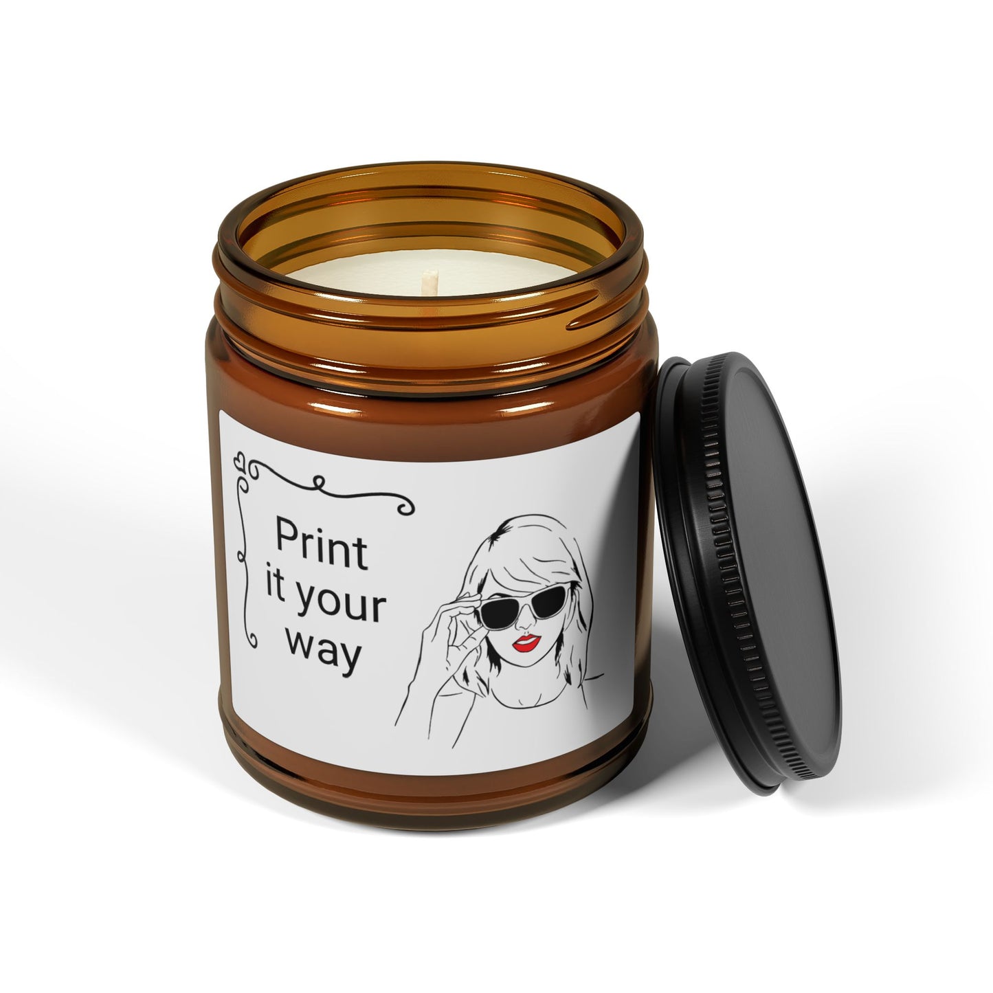 TAYLOR with Red Lips - Candle Amber Jar (CAN PERSONALIZE) - Tammy & Friends Travel
