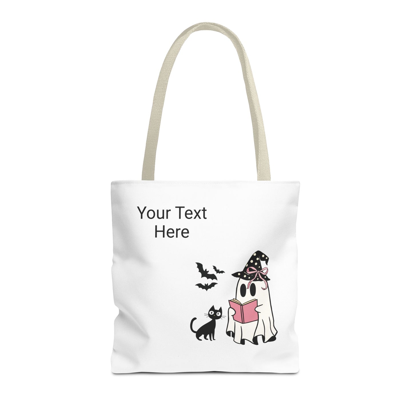 HALLOWEEN GHOST with BOOK - Tote Bag. (CAN PERSONALIZE) - Tammy & Friends Travel
