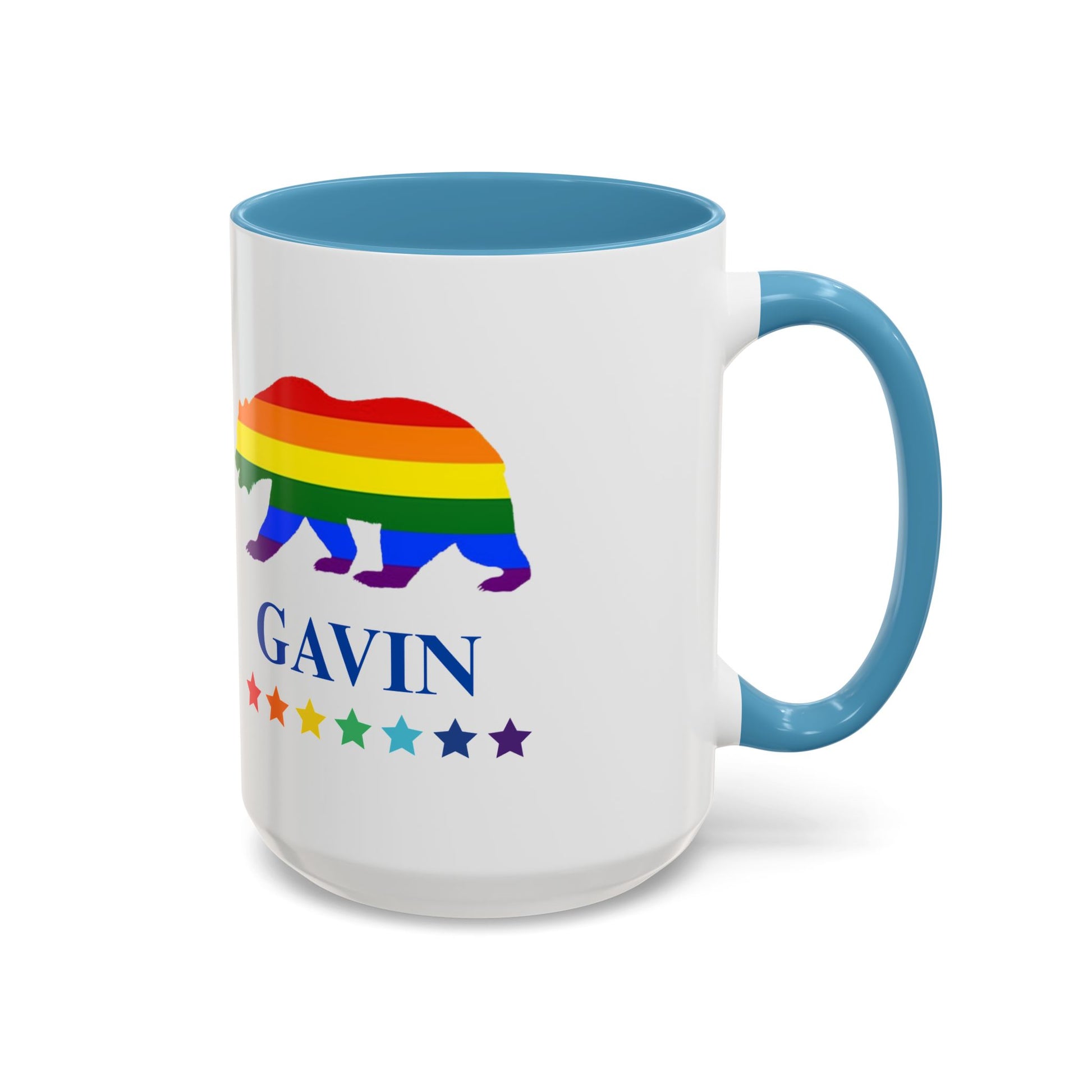 GAVIN PRIDE BEAR - Mug 11oz & 15oz Political Mug with Vibrant Colors (CAN PERSONALIZE) - Tammy & Friends Travel