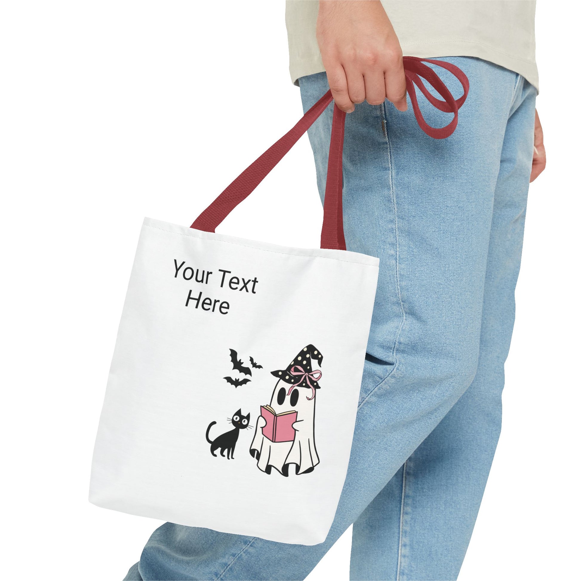 HALLOWEEN GHOST with BOOK - Tote Bag. (CAN PERSONALIZE) - Tammy & Friends Travel