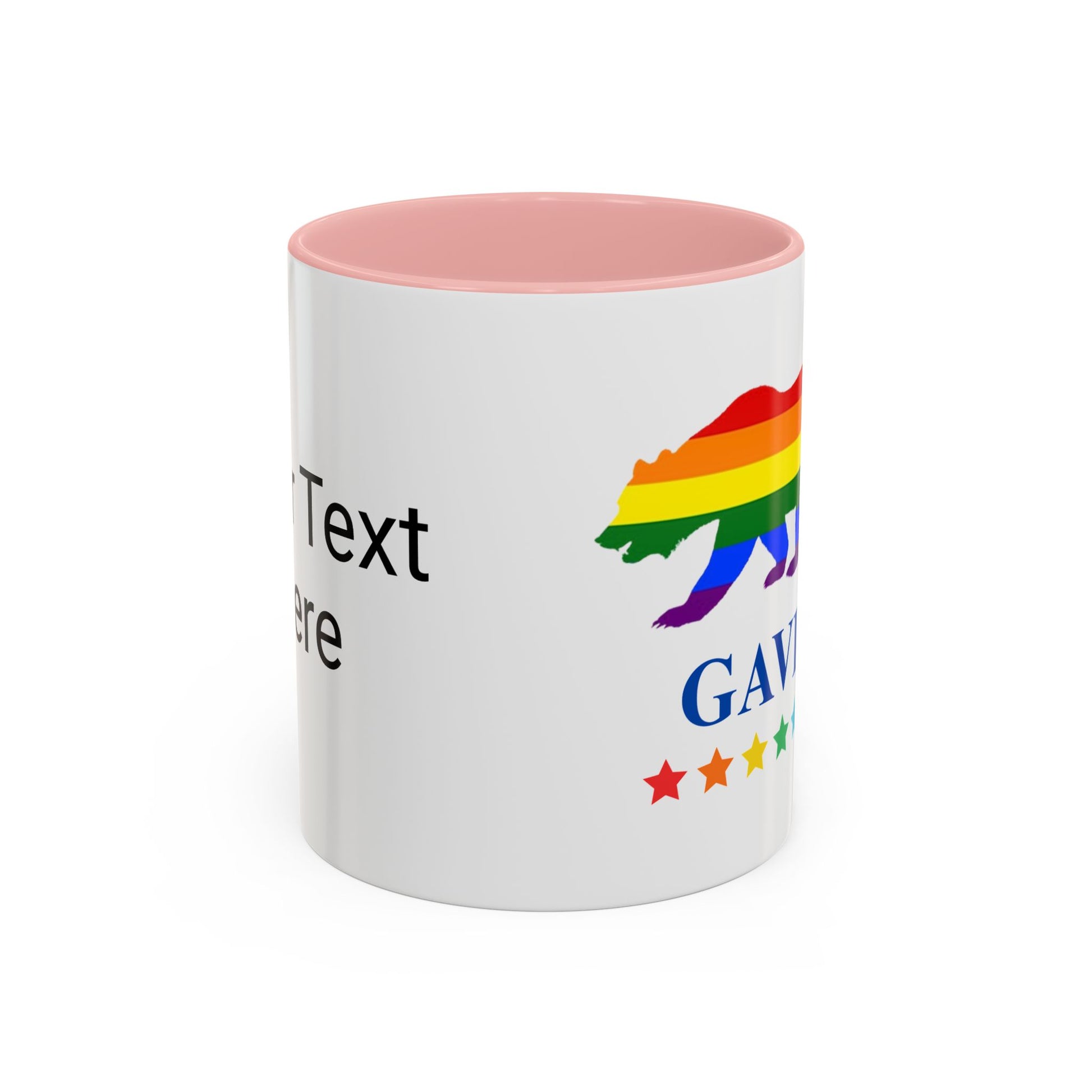 GAVIN PRIDE BEAR - Mug 11oz & 15oz Political Mug with Vibrant Colors (CAN PERSONALIZE) - Tammy & Friends Travel
