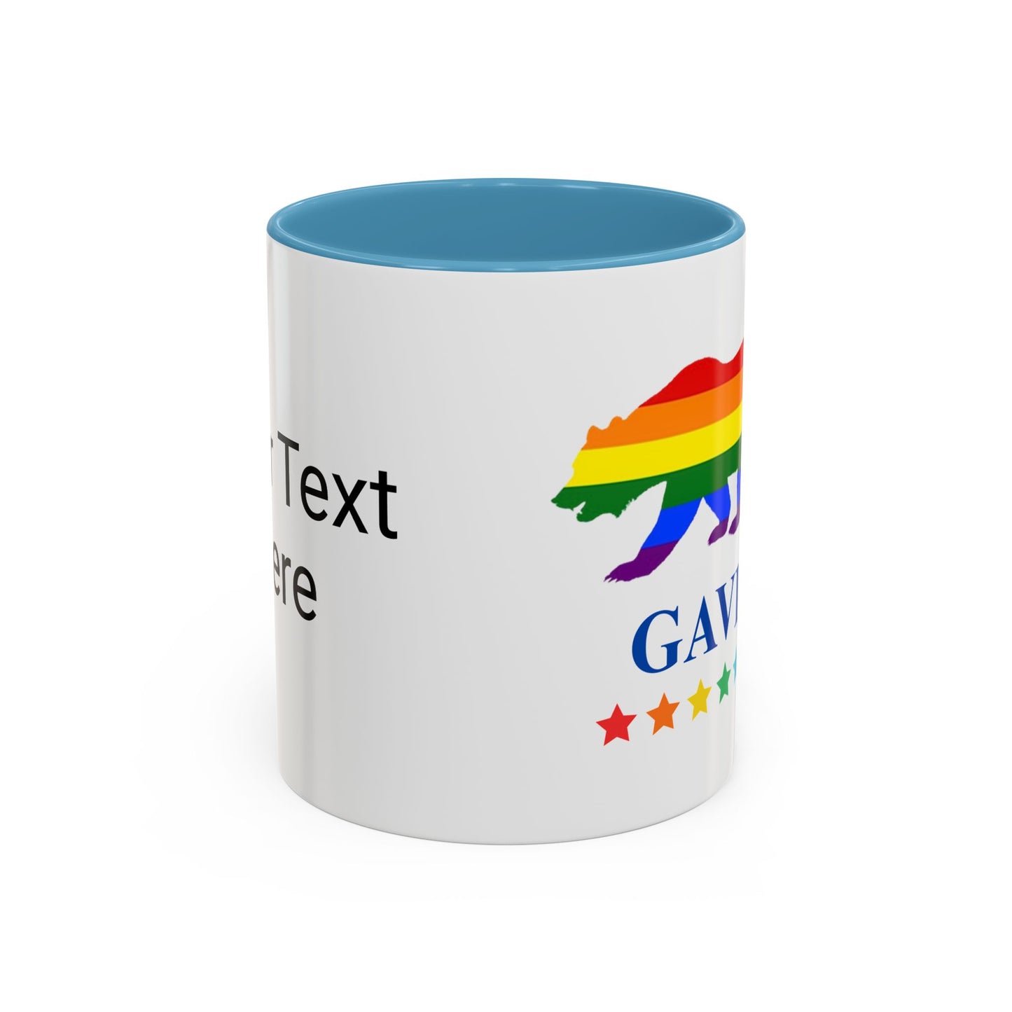 GAVIN PRIDE BEAR - Mug 11oz & 15oz Political Mug with Vibrant Colors (CAN PERSONALIZE) - Tammy & Friends Travel