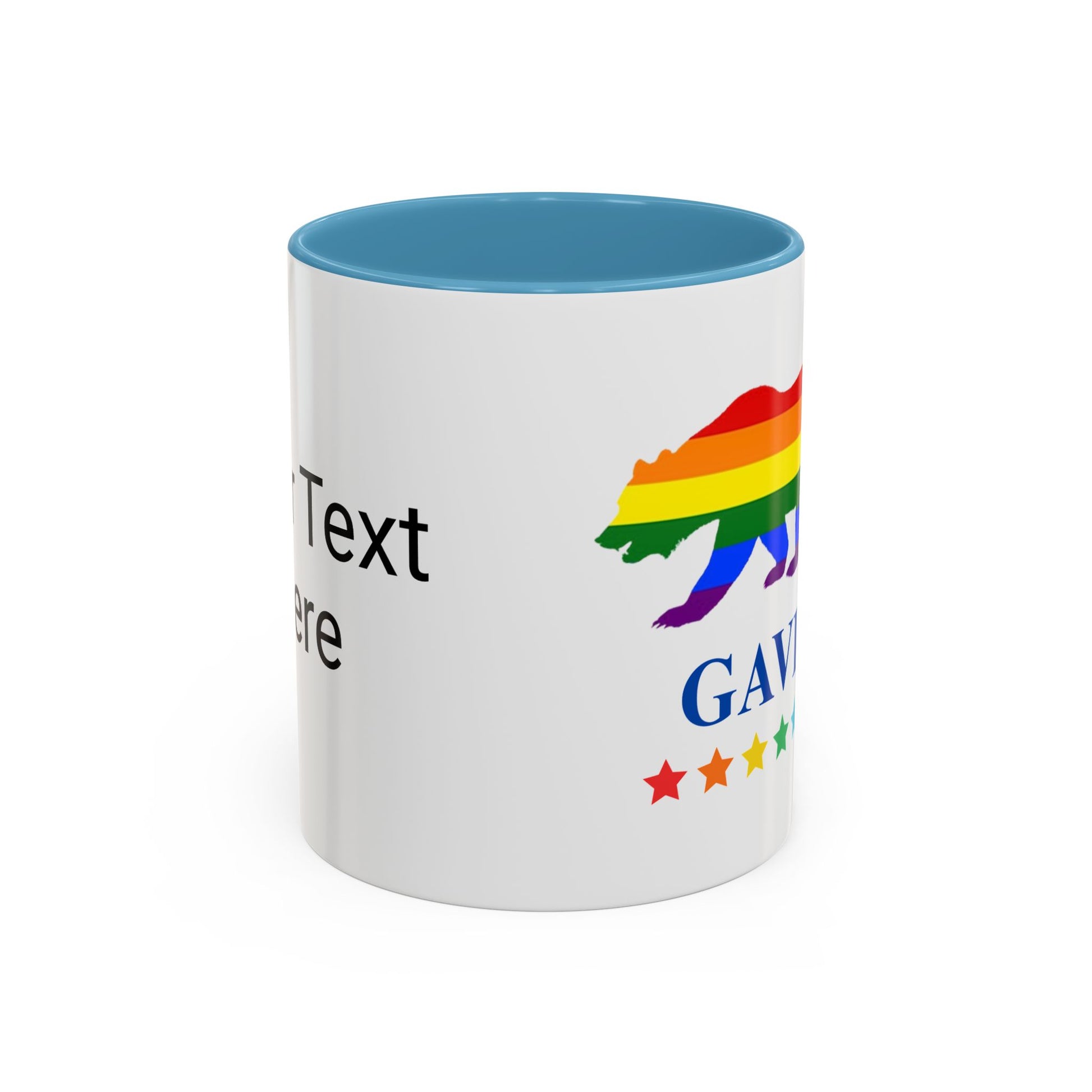 GAVIN PRIDE BEAR - Mug 11oz & 15oz Political Mug with Vibrant Colors (CAN PERSONALIZE) - Tammy & Friends Travel
