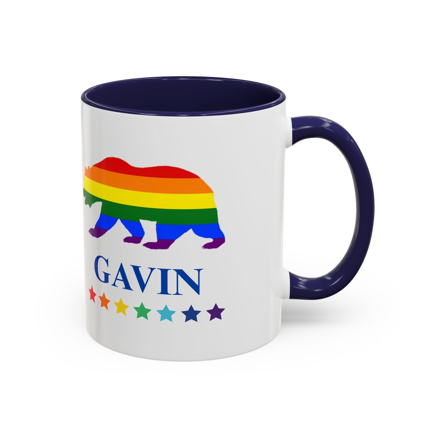GAVIN PRIDE BEAR - Mug 11oz & 15oz Political Mug with Vibrant Colors (CAN PERSONALIZE) - Tammy & Friends Travel