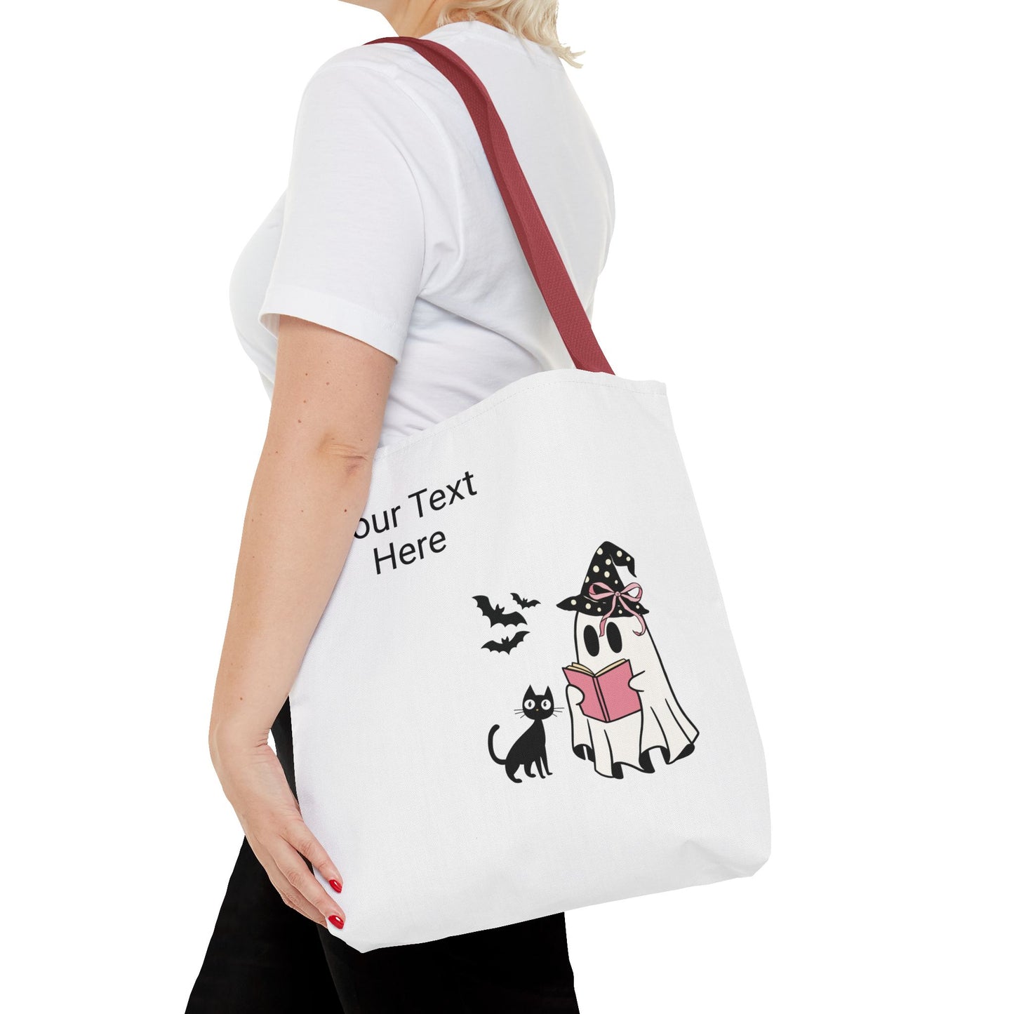 HALLOWEEN GHOST with BOOK - Tote Bag. (CAN PERSONALIZE) - Tammy & Friends Travel