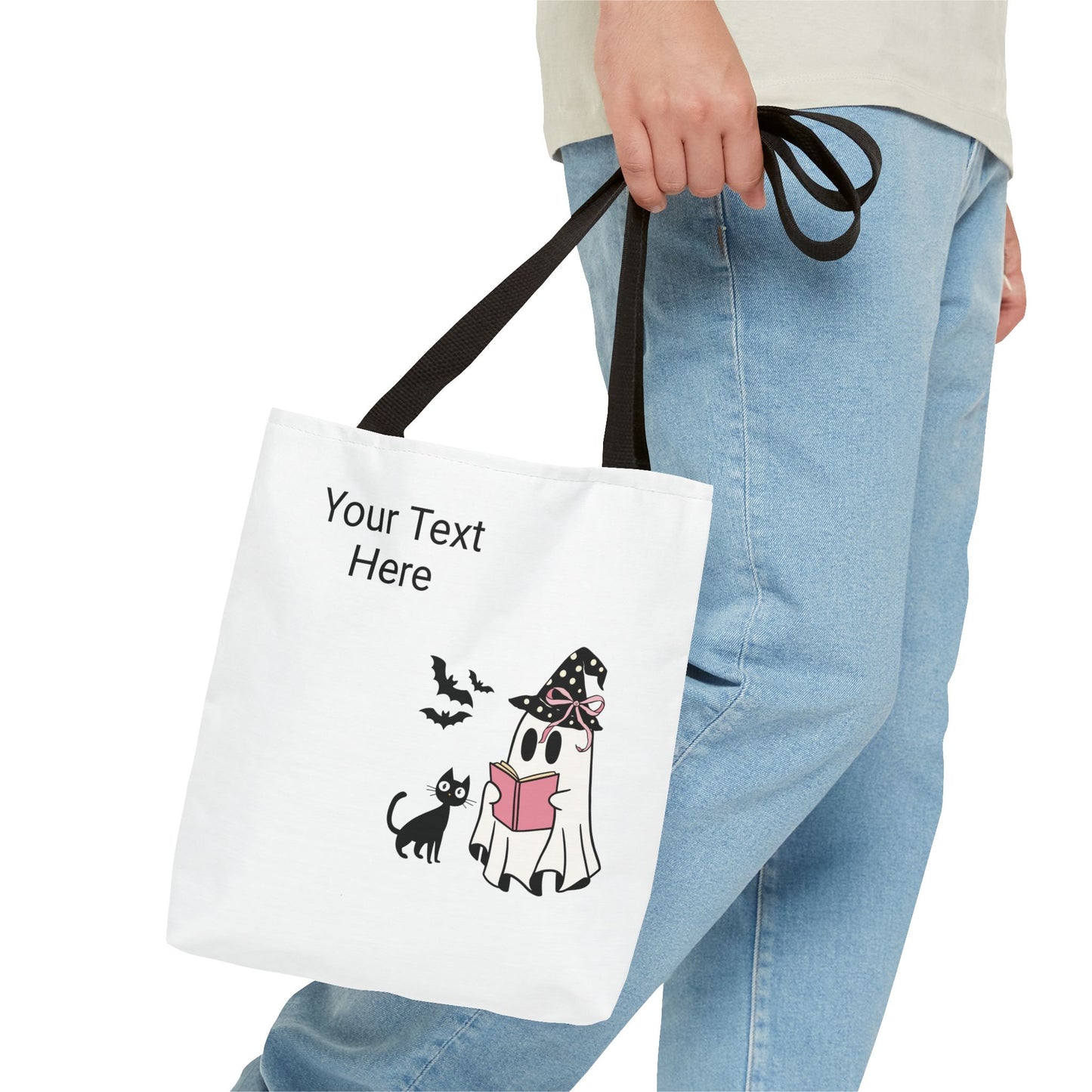 HALLOWEEN GHOST with BOOK - Tote Bag. (CAN PERSONALIZE) - Tammy & Friends Travel