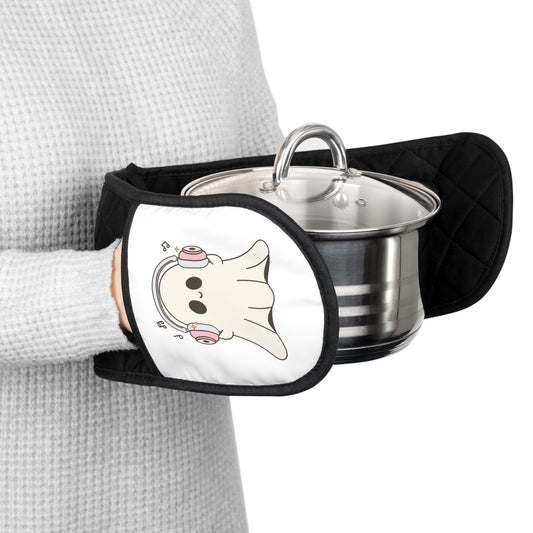 HALLOWEEN Ghost with Pink Headphones Oven Mitts (NOT PERSONALIZED) - Tammy & Friends Travel