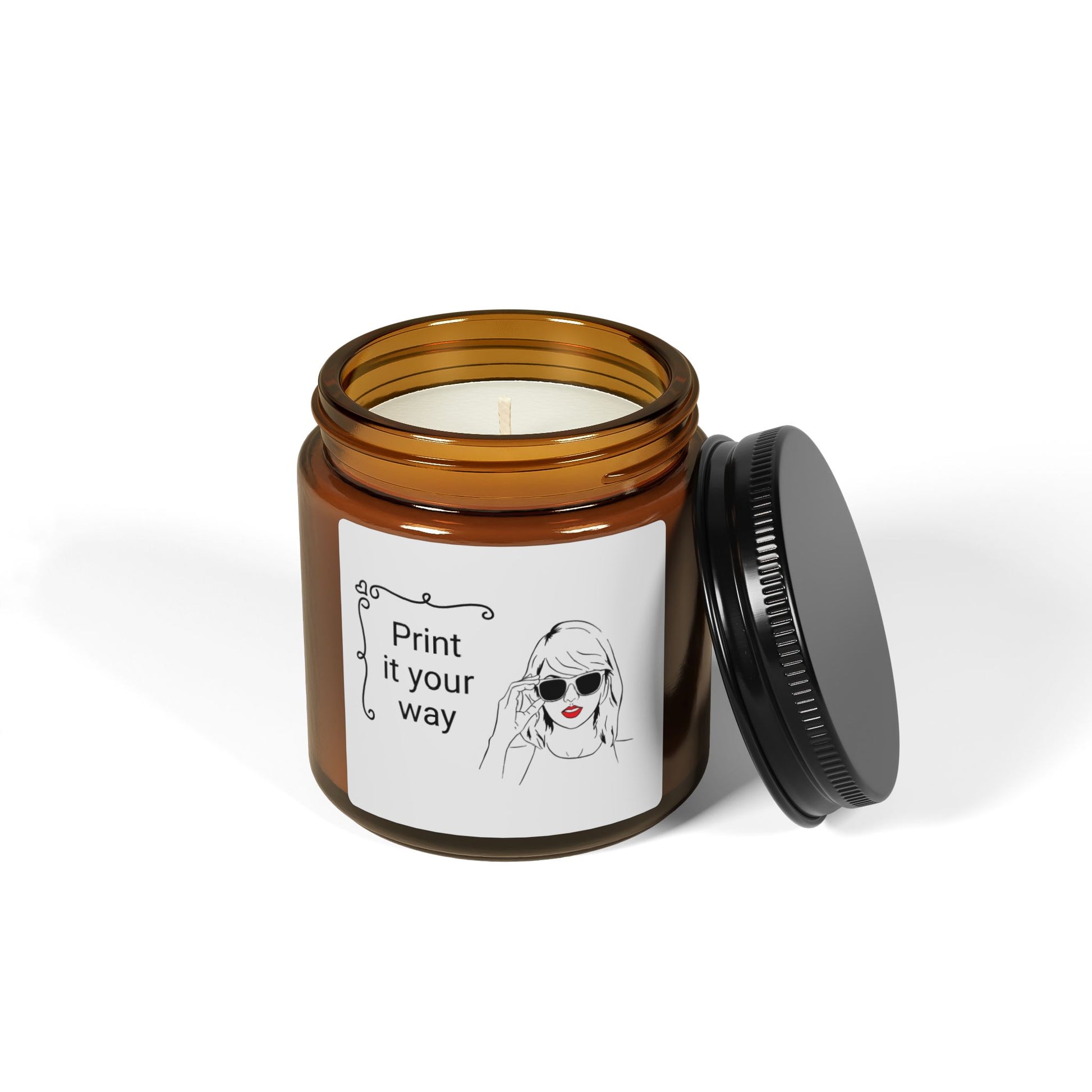TAYLOR with Red Lips - Candle Amber Jar (CAN PERSONALIZE) - Tammy & Friends Travel