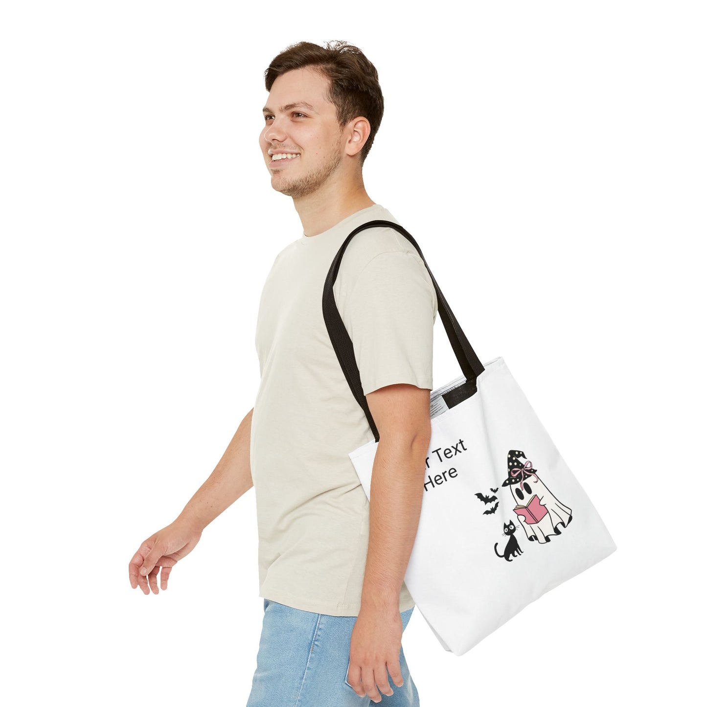 HALLOWEEN GHOST with BOOK - Tote Bag. (CAN PERSONALIZE) - Tammy & Friends Travel