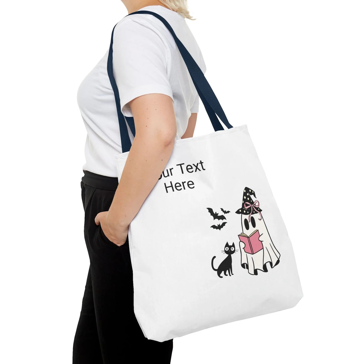 HALLOWEEN GHOST with BOOK - Tote Bag. (CAN PERSONALIZE) - Tammy & Friends Travel