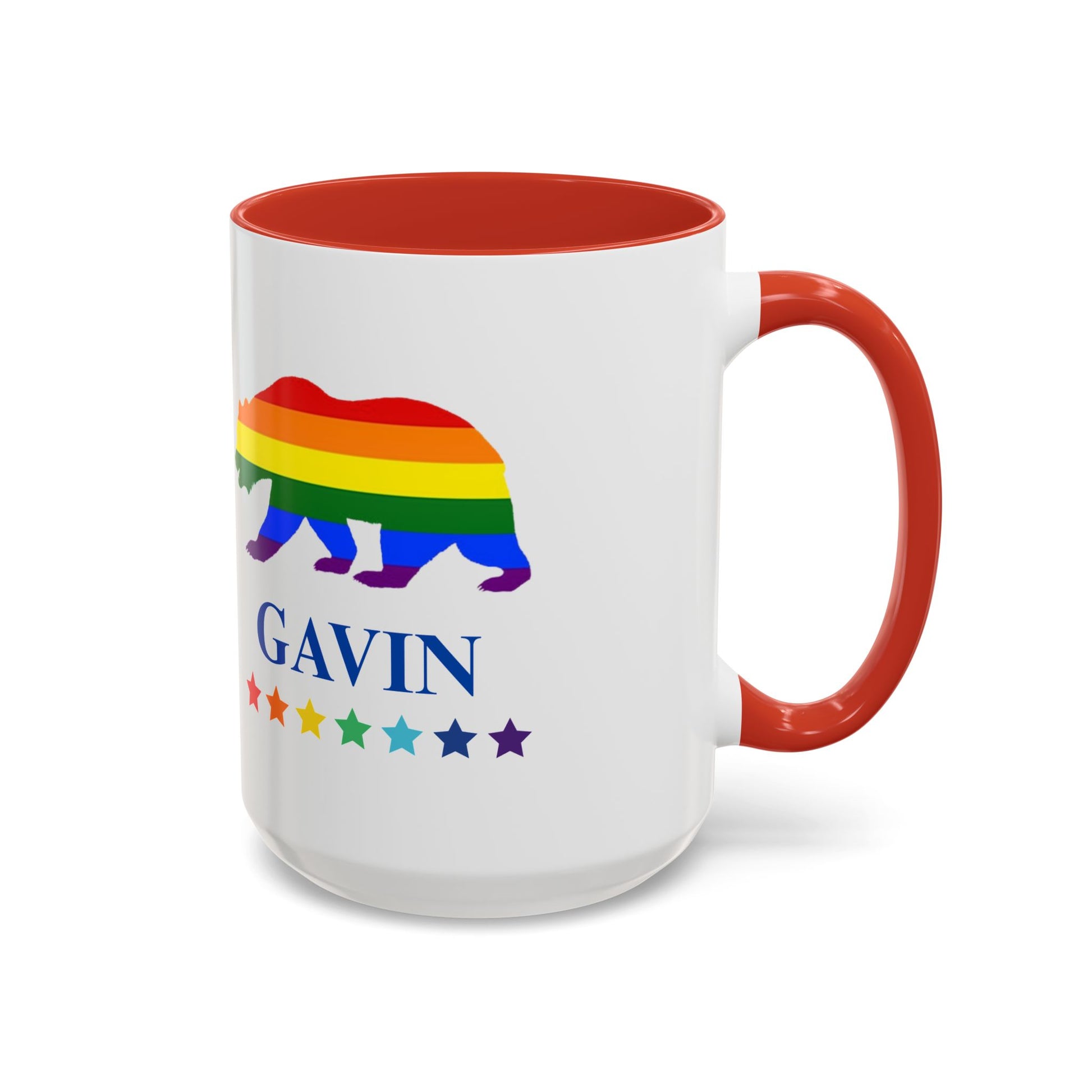 GAVIN PRIDE BEAR - Mug 11oz & 15oz Political Mug with Vibrant Colors (CAN PERSONALIZE) - Tammy & Friends Travel