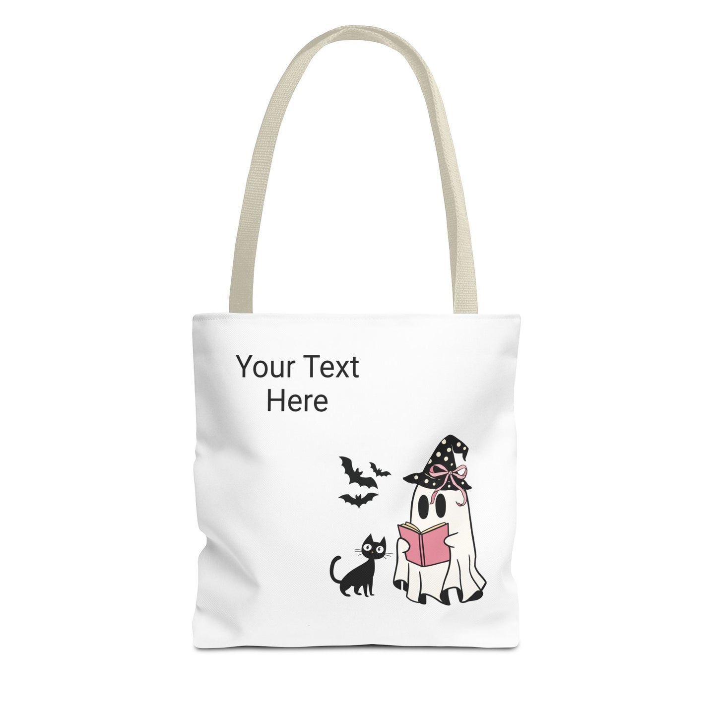 HALLOWEEN GHOST with BOOK - Tote Bag. (CAN PERSONALIZE) - Tammy & Friends Travel