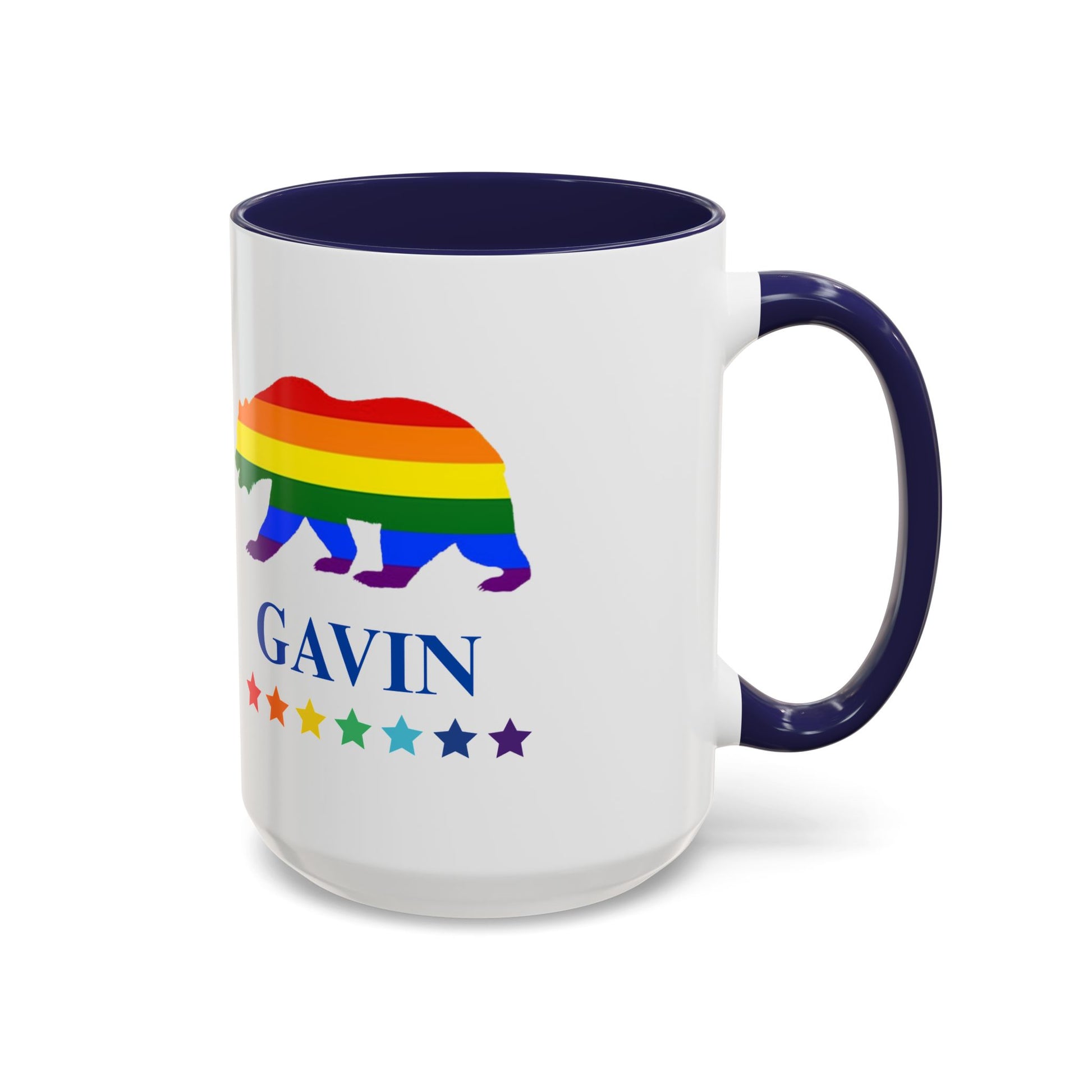 GAVIN PRIDE BEAR - Mug 11oz & 15oz Political Mug with Vibrant Colors (CAN PERSONALIZE) - Tammy & Friends Travel