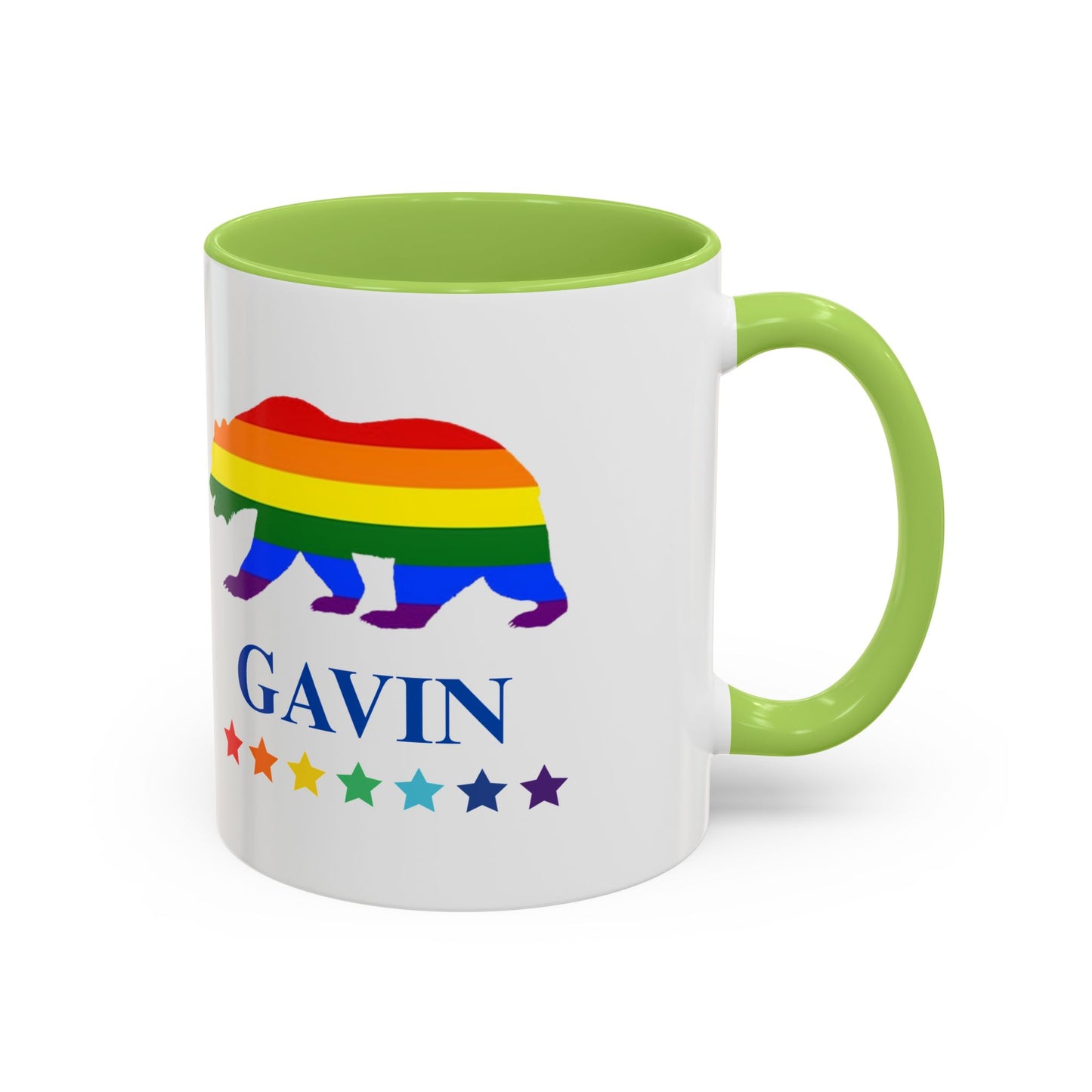 GAVIN PRIDE BEAR - Mug 11oz & 15oz Political Mug with Vibrant Colors (CAN PERSONALIZE) - Tammy & Friends Travel
