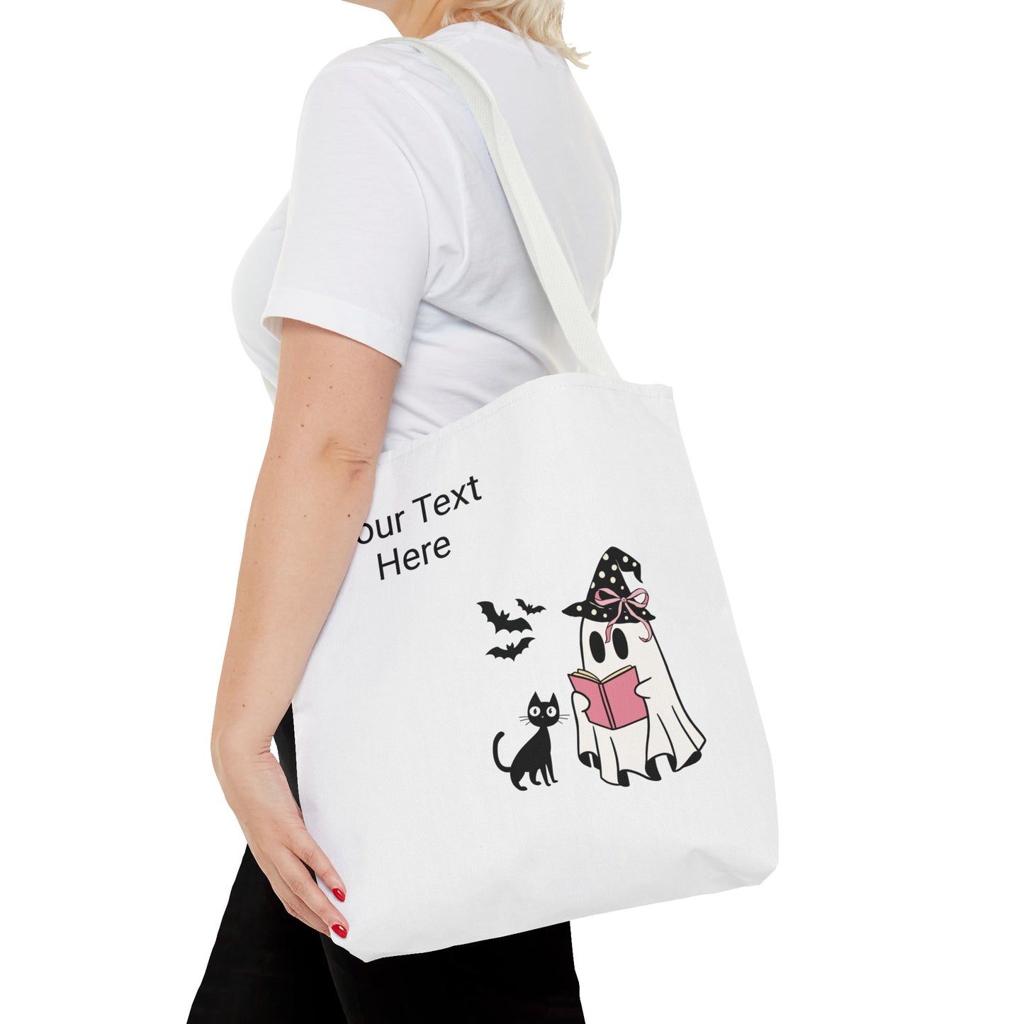 HALLOWEEN GHOST with BOOK - Tote Bag. (CAN PERSONALIZE) - Tammy & Friends Travel