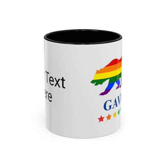 GAVIN PRIDE BEAR - Mug 11oz & 15oz Political Mug with Vibrant Colors (CAN PERSONALIZE) - Tammy & Friends Travel