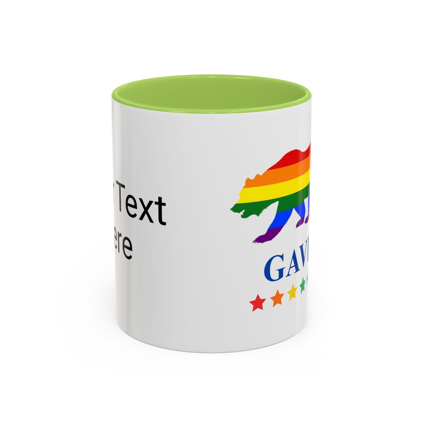 GAVIN PRIDE BEAR - Mug 11oz & 15oz Political Mug with Vibrant Colors (CAN PERSONALIZE) - Tammy & Friends Travel