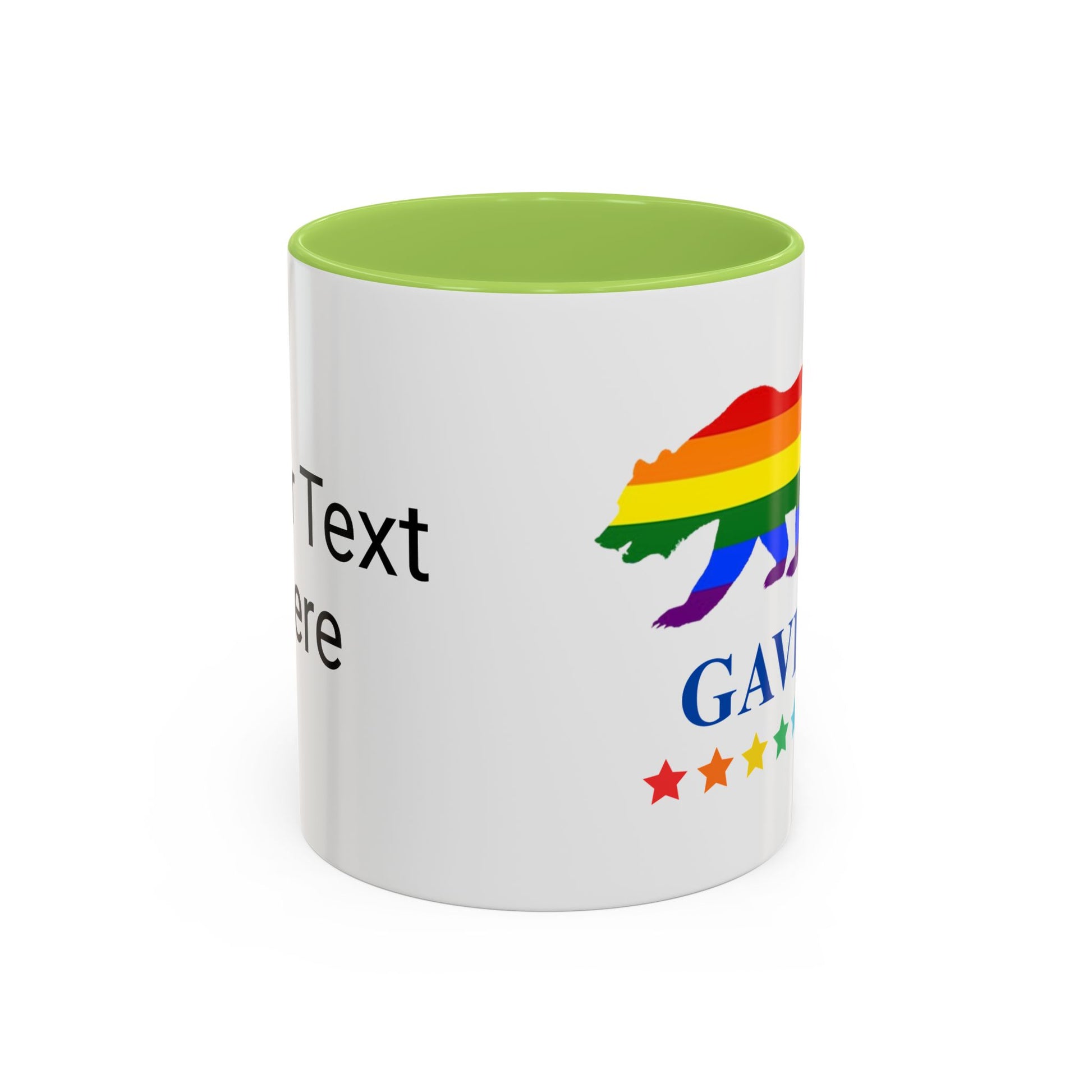 GAVIN PRIDE BEAR - Mug 11oz & 15oz Political Mug with Vibrant Colors (CAN PERSONALIZE) - Tammy & Friends Travel