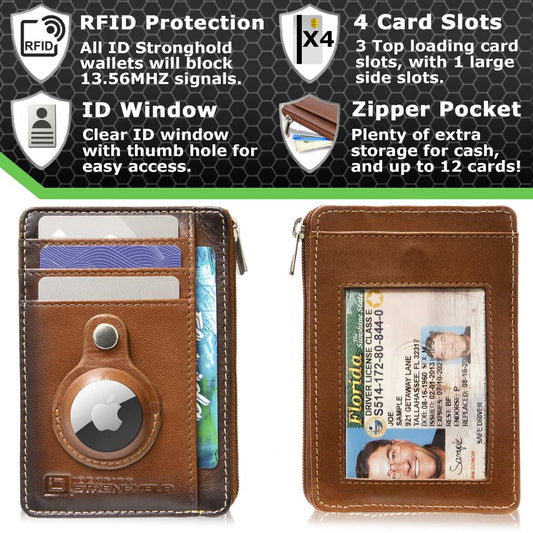 RFID Secure Slim Leather AirTag Wallet