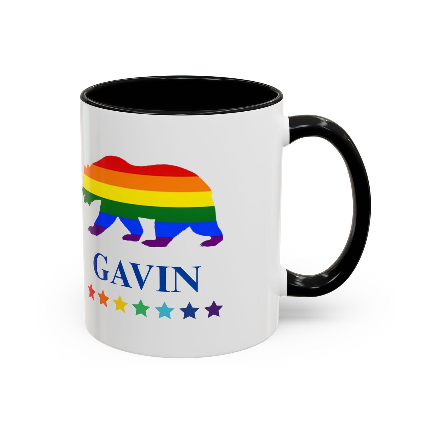 GAVIN PRIDE BEAR - Mug 11oz & 15oz Political Mug with Vibrant Colors (CAN PERSONALIZE) - Tammy & Friends Travel