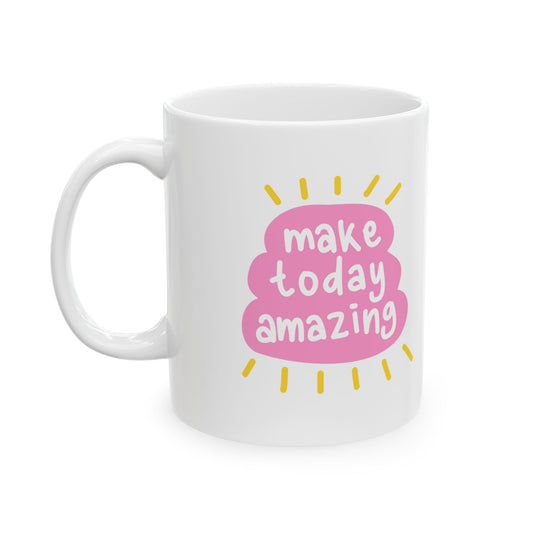 Make Today Amazing and Focus on the Good Pink and Red Mug with Personalization - Tammy & Friends Travel