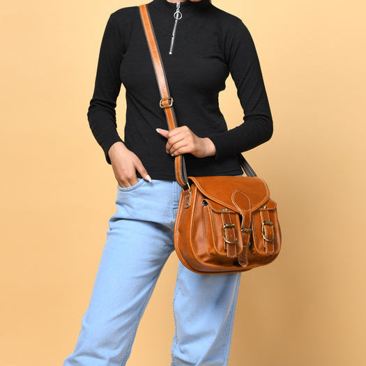2-Pocket Leather Sling For Women