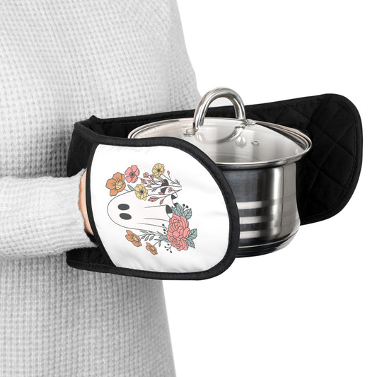 HALLOWEEN GHOST with FLOWERS Oven Mitts (NOT PERSONALIZED) - Tammy & Friends Travel