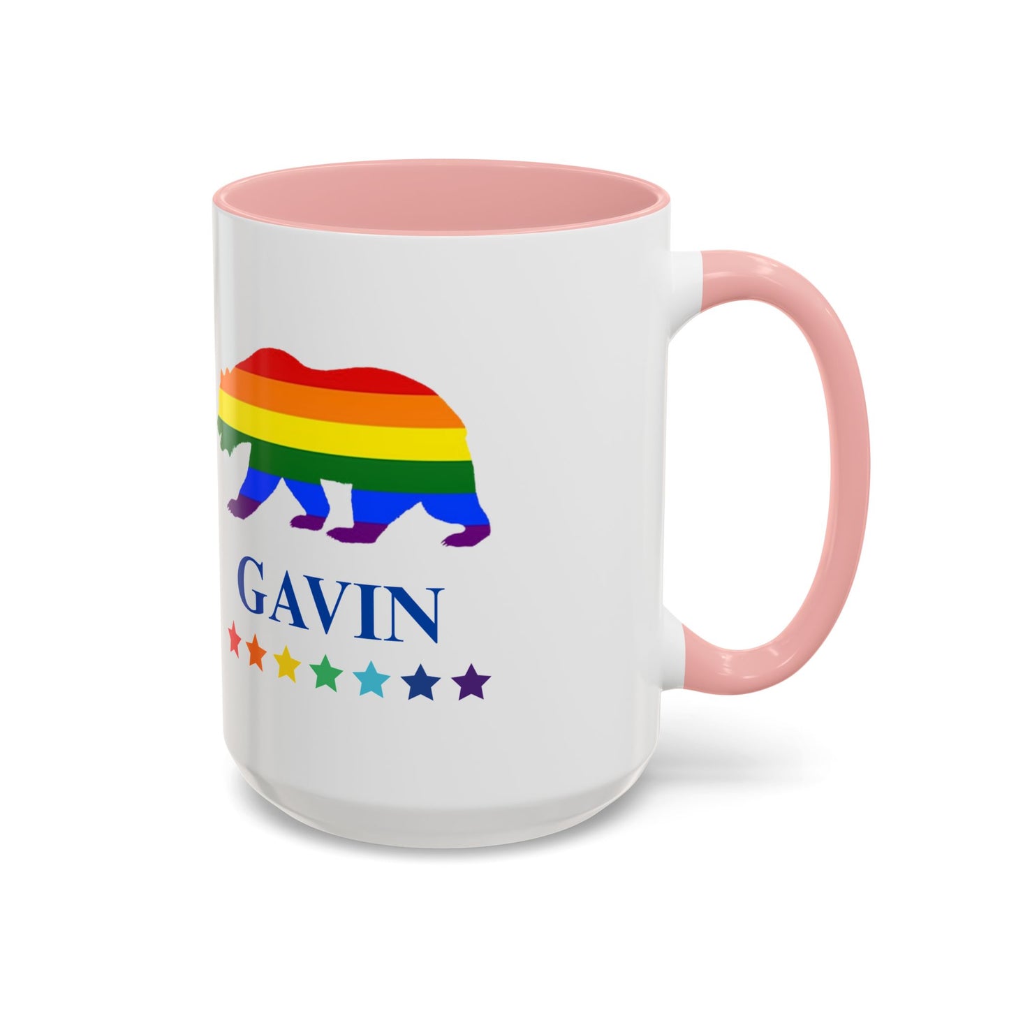 GAVIN PRIDE BEAR - Mug 11oz & 15oz Political Mug with Vibrant Colors (CAN PERSONALIZE) - Tammy & Friends Travel
