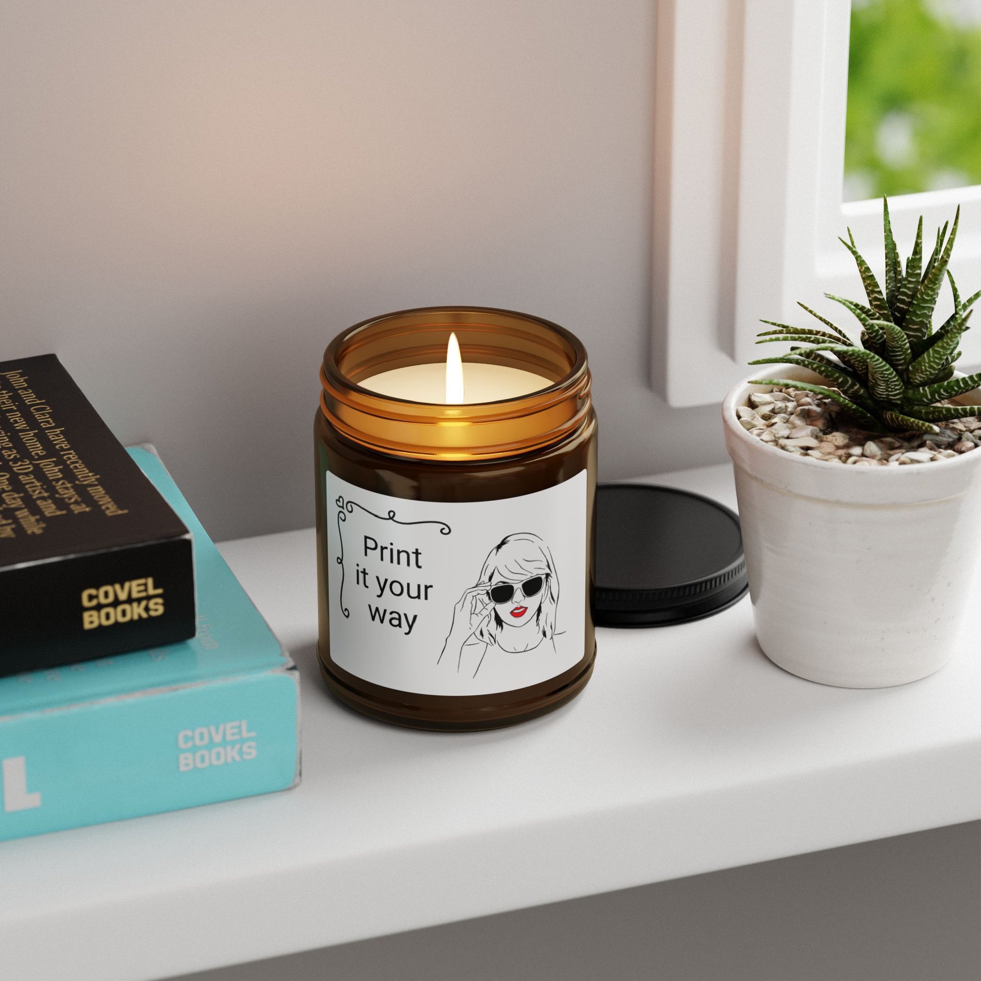 TAYLOR with Red Lips - Candle Amber Jar (CAN PERSONALIZE) - Tammy & Friends Travel