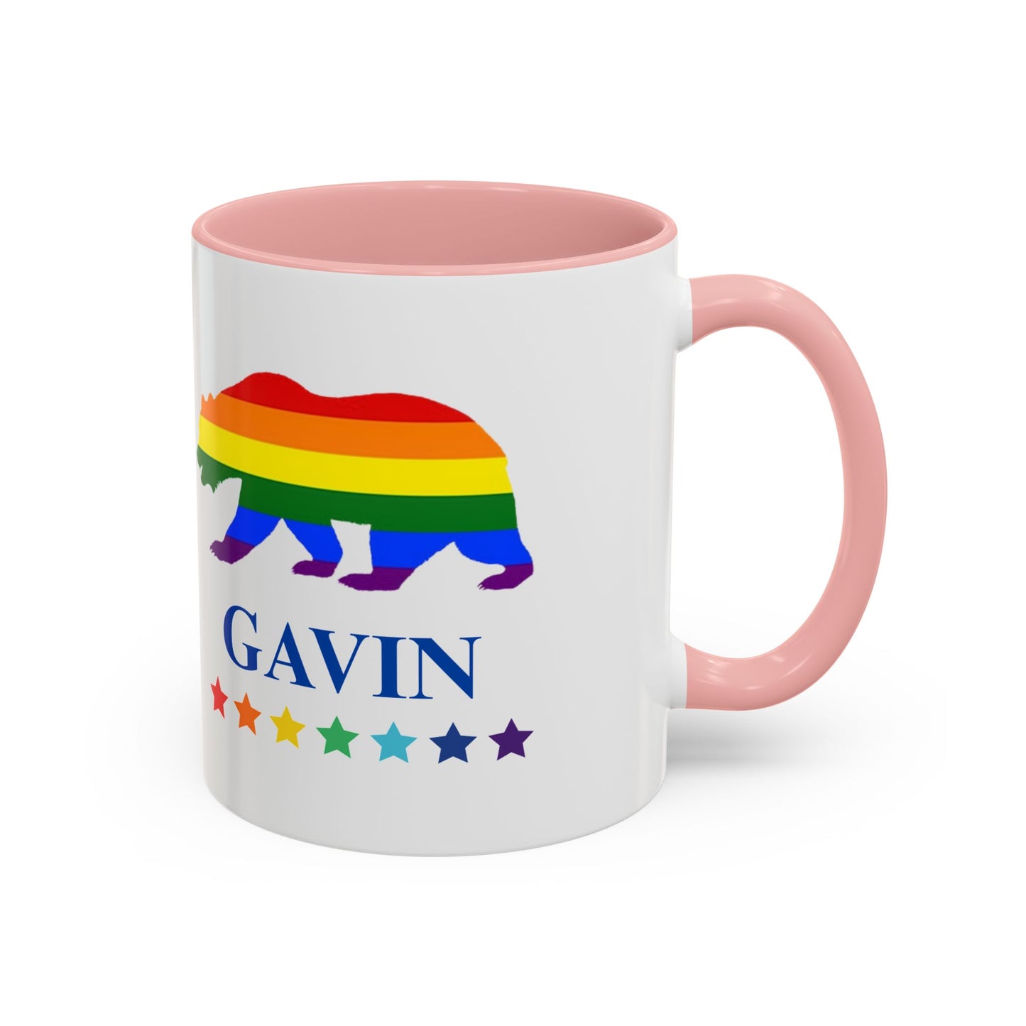 GAVIN PRIDE BEAR - Mug 11oz & 15oz Political Mug with Vibrant Colors (CAN PERSONALIZE) - Tammy & Friends Travel