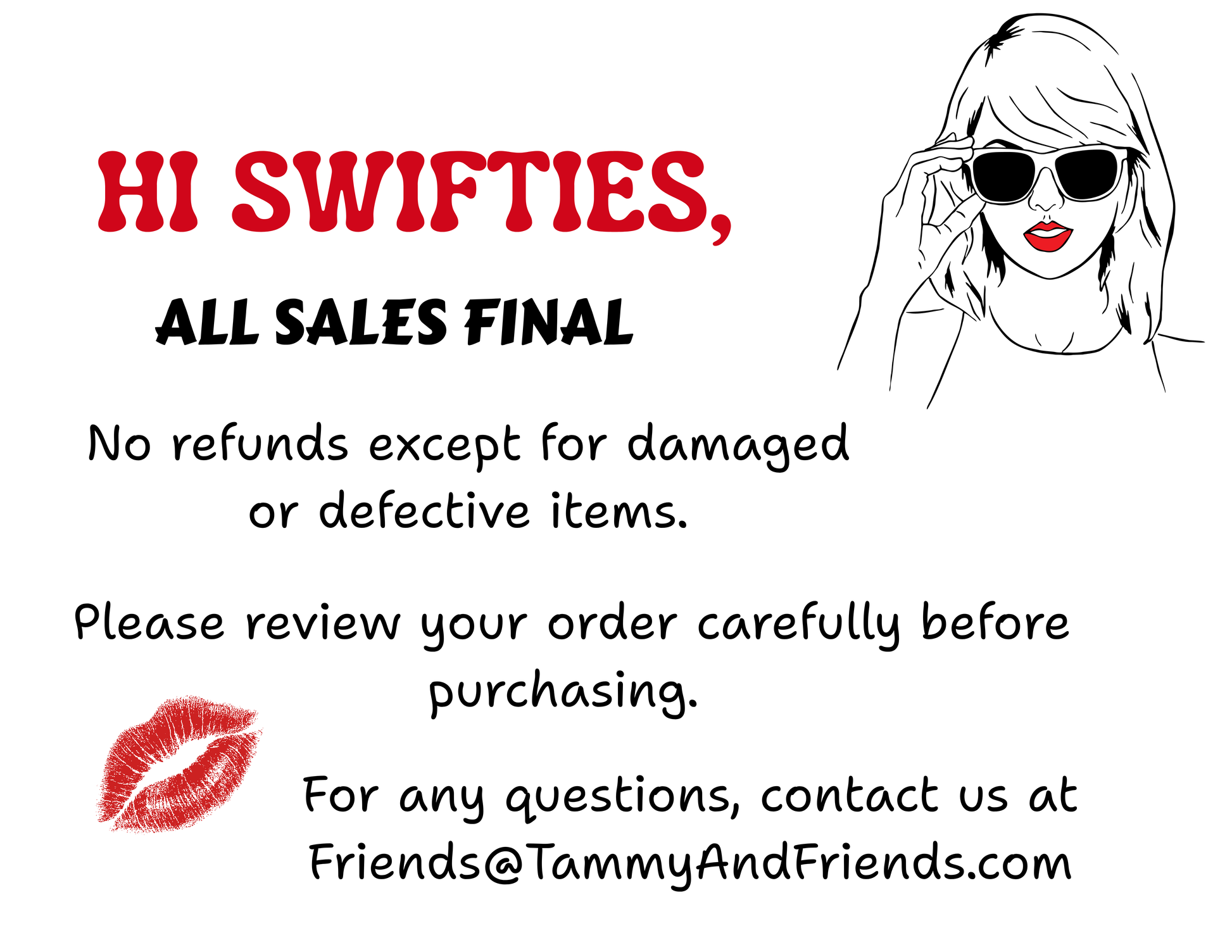 TAYLOR WITH RED LIPS - Swifties Tote Bag - Ivory (CAN PERSONALIZE) - Tammy & Friends Travel
