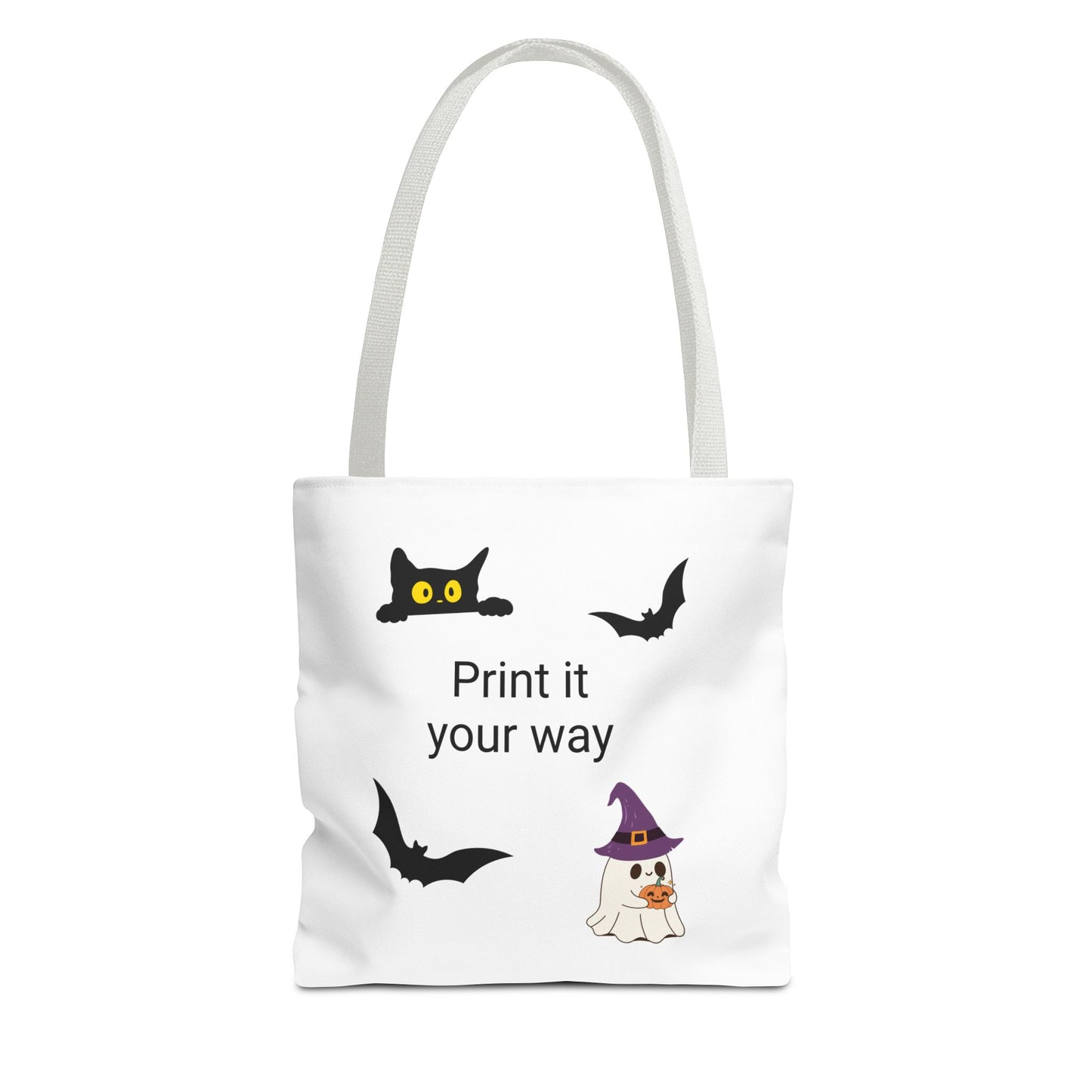 HALLOWEEN CAT and GHOST - Tote Bag. (CAN PERSONALIZE) - Tammy & Friends Travel