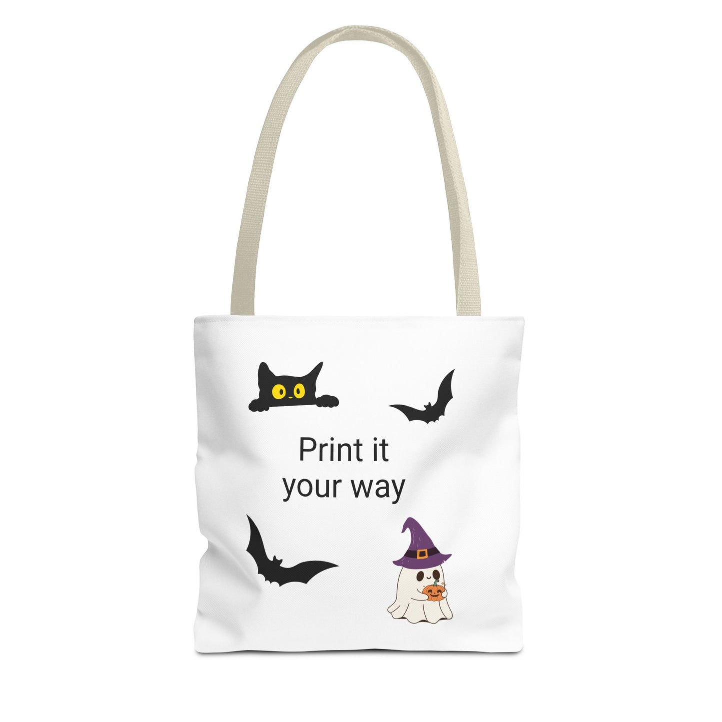 HALLOWEEN CAT and GHOST - Tote Bag. (CAN PERSONALIZE) - Tammy & Friends Travel