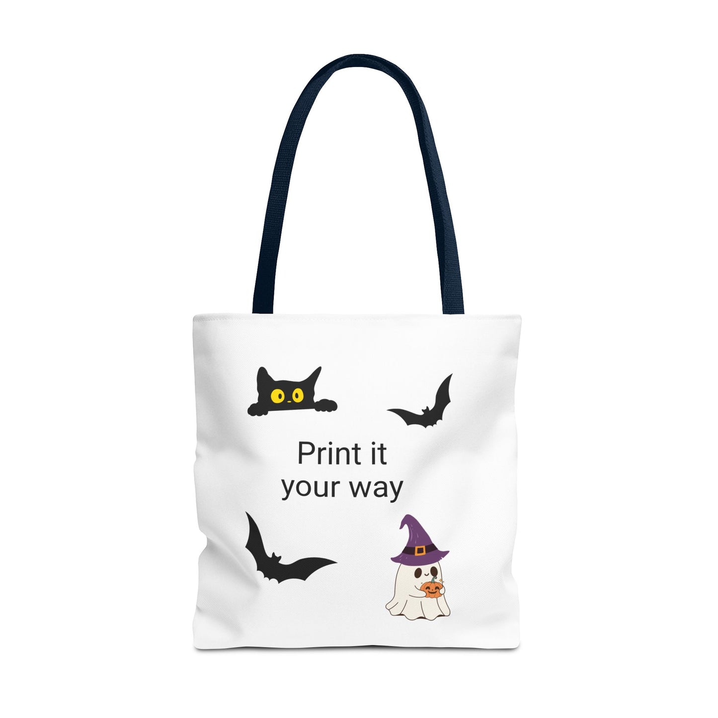 HALLOWEEN CAT and GHOST - Tote Bag. (CAN PERSONALIZE) - Tammy & Friends Travel
