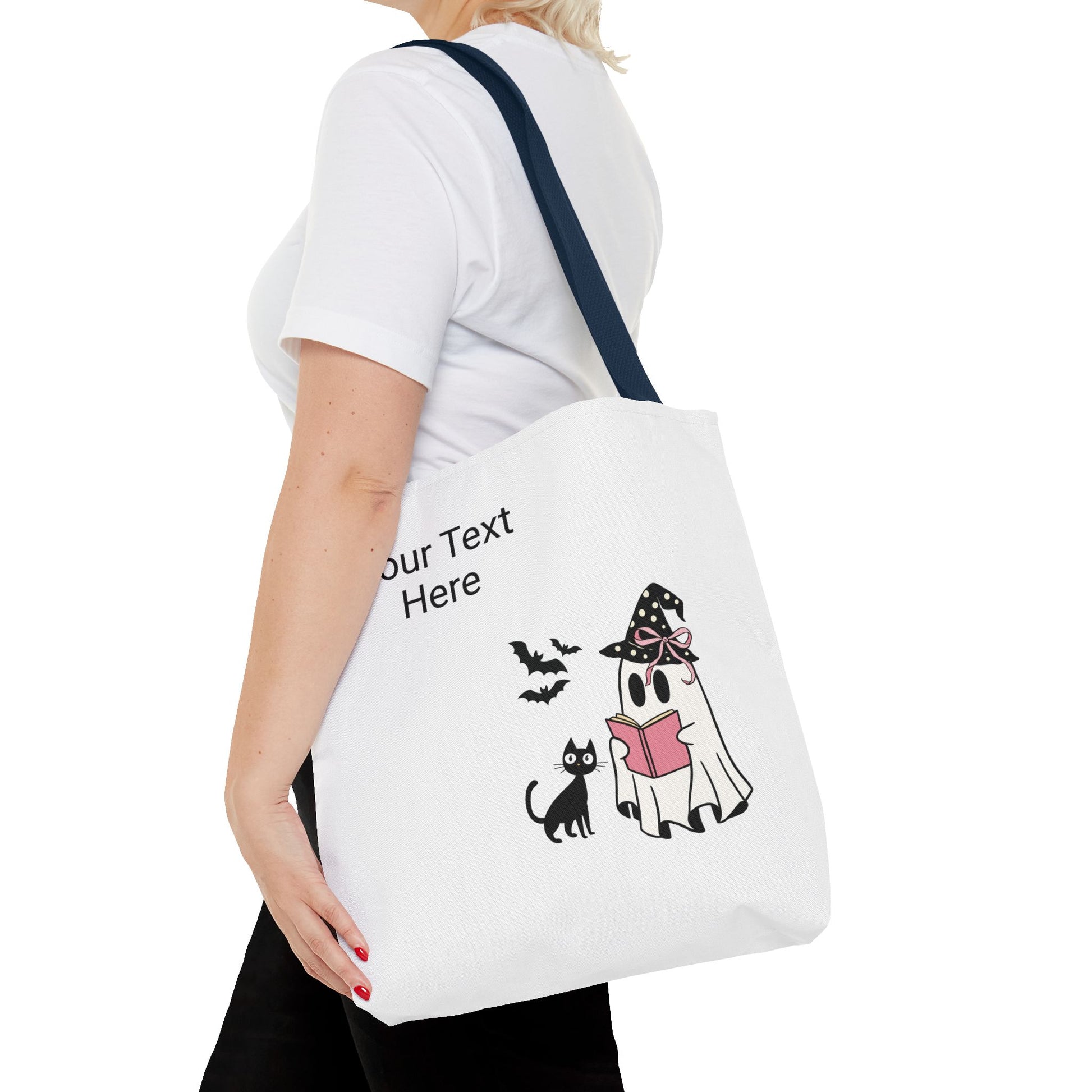 HALLOWEEN GHOST with BOOK - Tote Bag. (CAN PERSONALIZE) - Tammy & Friends Travel