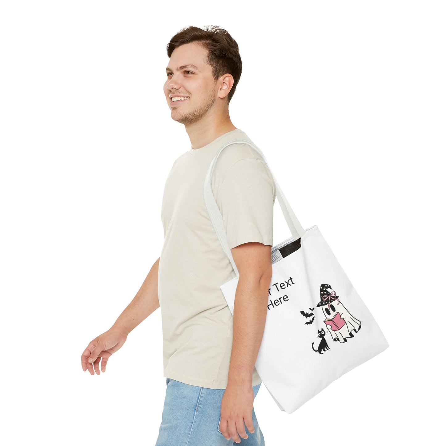 HALLOWEEN GHOST with BOOK - Tote Bag. (CAN PERSONALIZE) - Tammy & Friends Travel