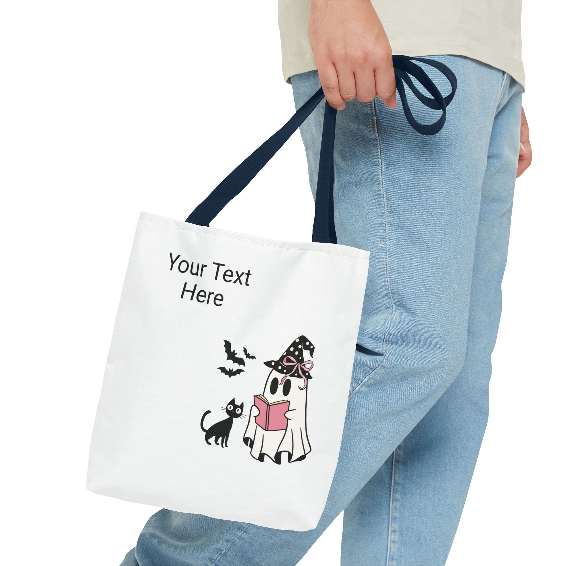 HALLOWEEN GHOST with BOOK - Tote Bag. (CAN PERSONALIZE) - Tammy & Friends Travel