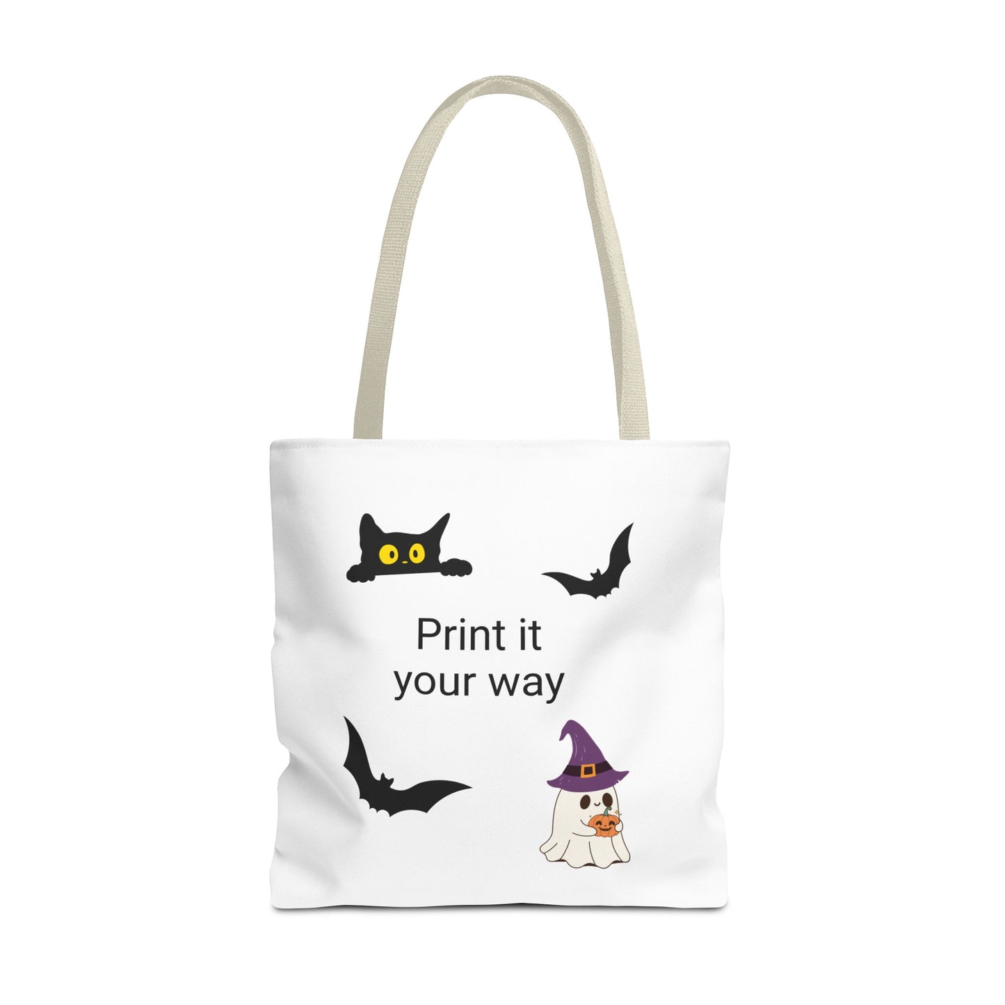 HALLOWEEN CAT and GHOST - Tote Bag. (CAN PERSONALIZE) - Tammy & Friends Travel