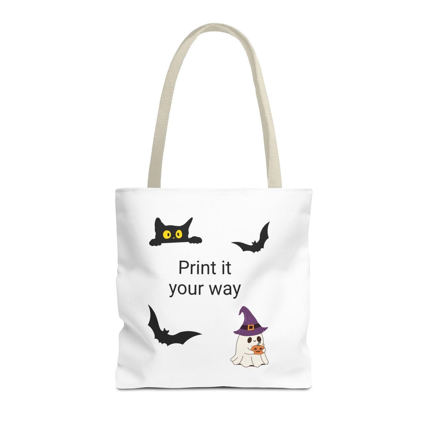 HALLOWEEN CAT and GHOST - Tote Bag. (CAN PERSONALIZE) - Tammy & Friends Travel