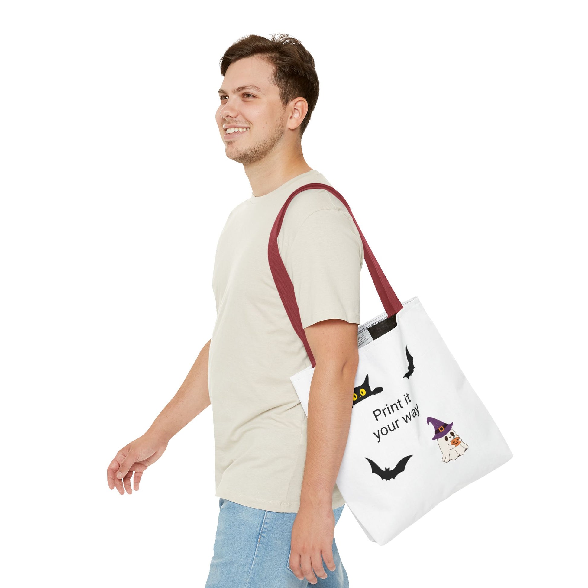 HALLOWEEN CAT and GHOST - Tote Bag. (CAN PERSONALIZE) - Tammy & Friends Travel