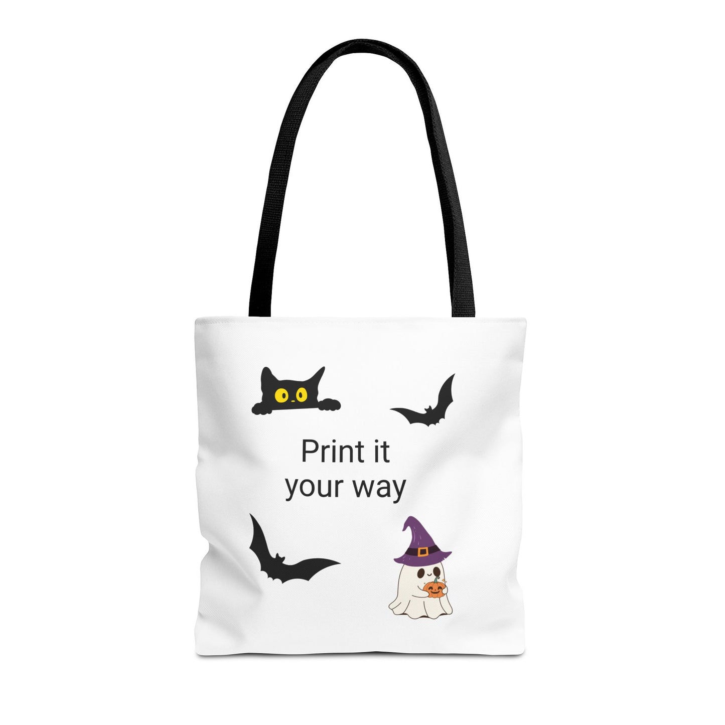 HALLOWEEN CAT and GHOST - Tote Bag. (CAN PERSONALIZE) - Tammy & Friends Travel