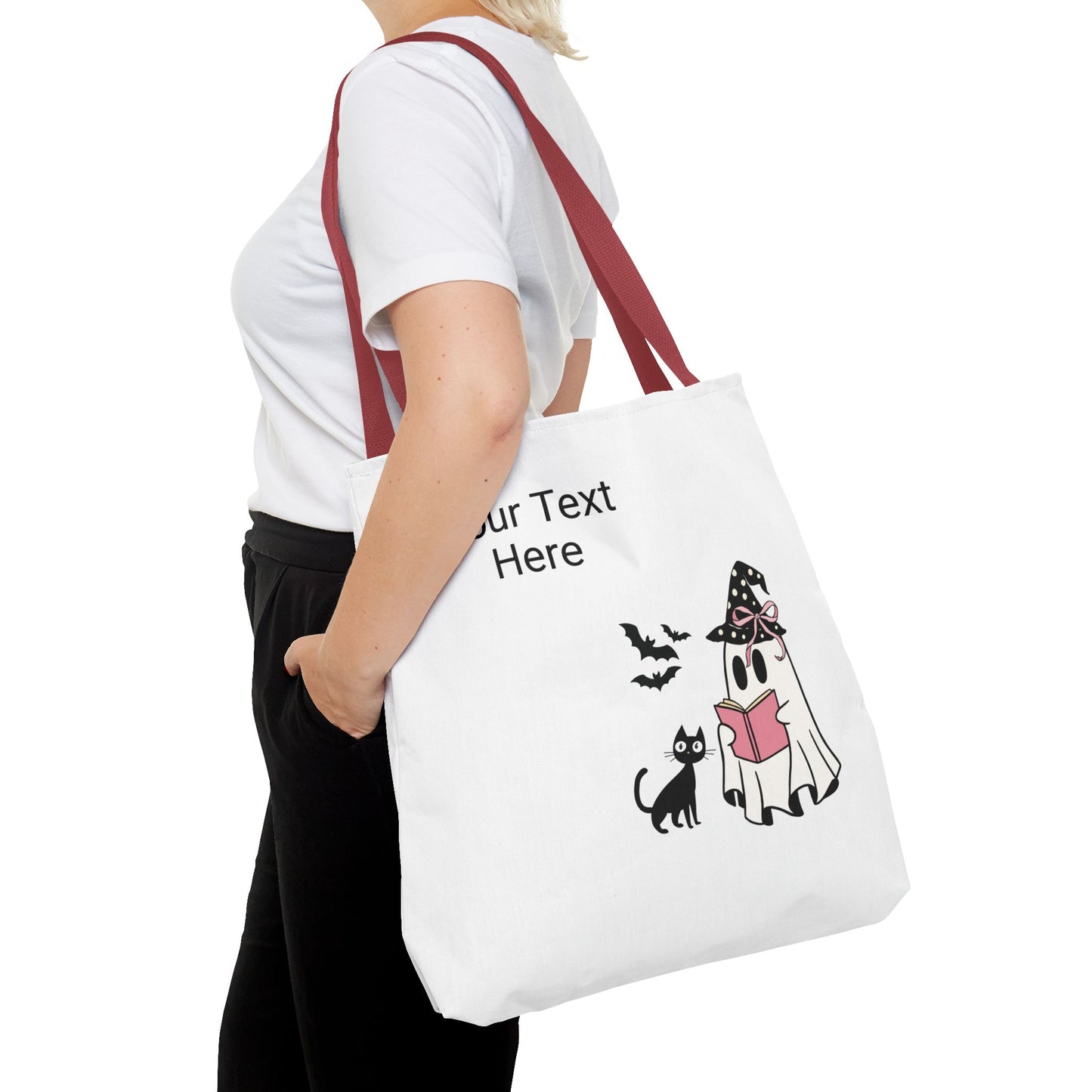 HALLOWEEN GHOST with BOOK - Tote Bag. (CAN PERSONALIZE) - Tammy & Friends Travel