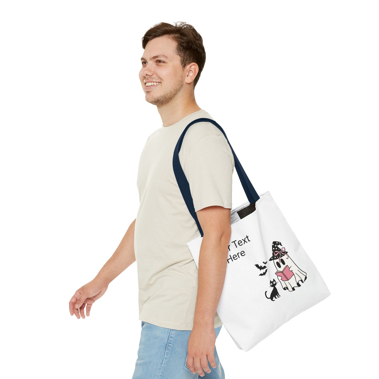 HALLOWEEN GHOST with BOOK - Tote Bag. (CAN PERSONALIZE) - Tammy & Friends Travel