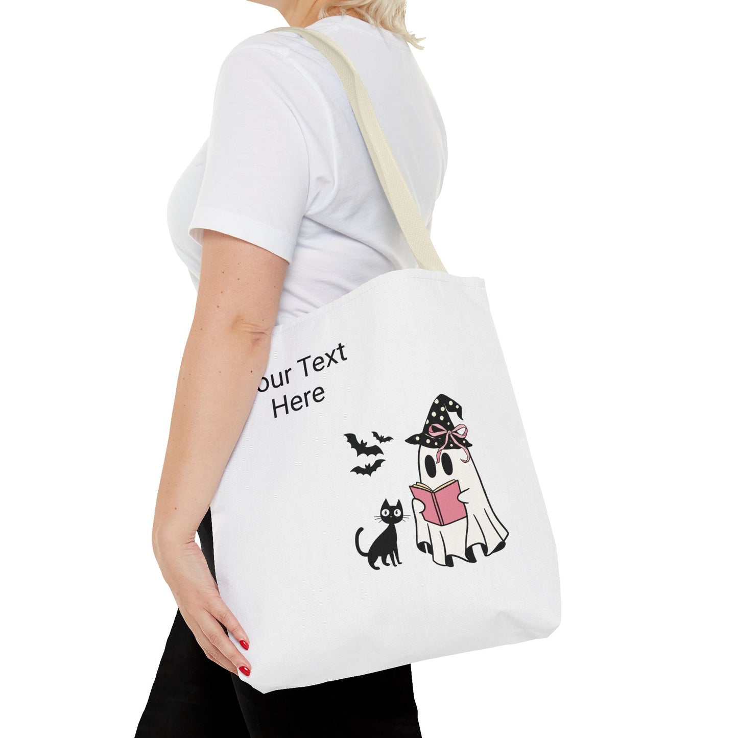 HALLOWEEN GHOST with BOOK - Tote Bag. (CAN PERSONALIZE) - Tammy & Friends Travel
