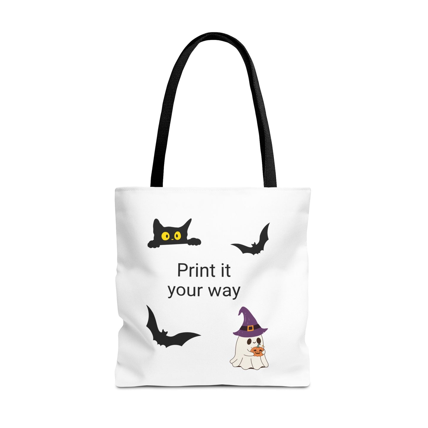 HALLOWEEN CAT and GHOST - Tote Bag. (CAN PERSONALIZE) - Tammy & Friends Travel