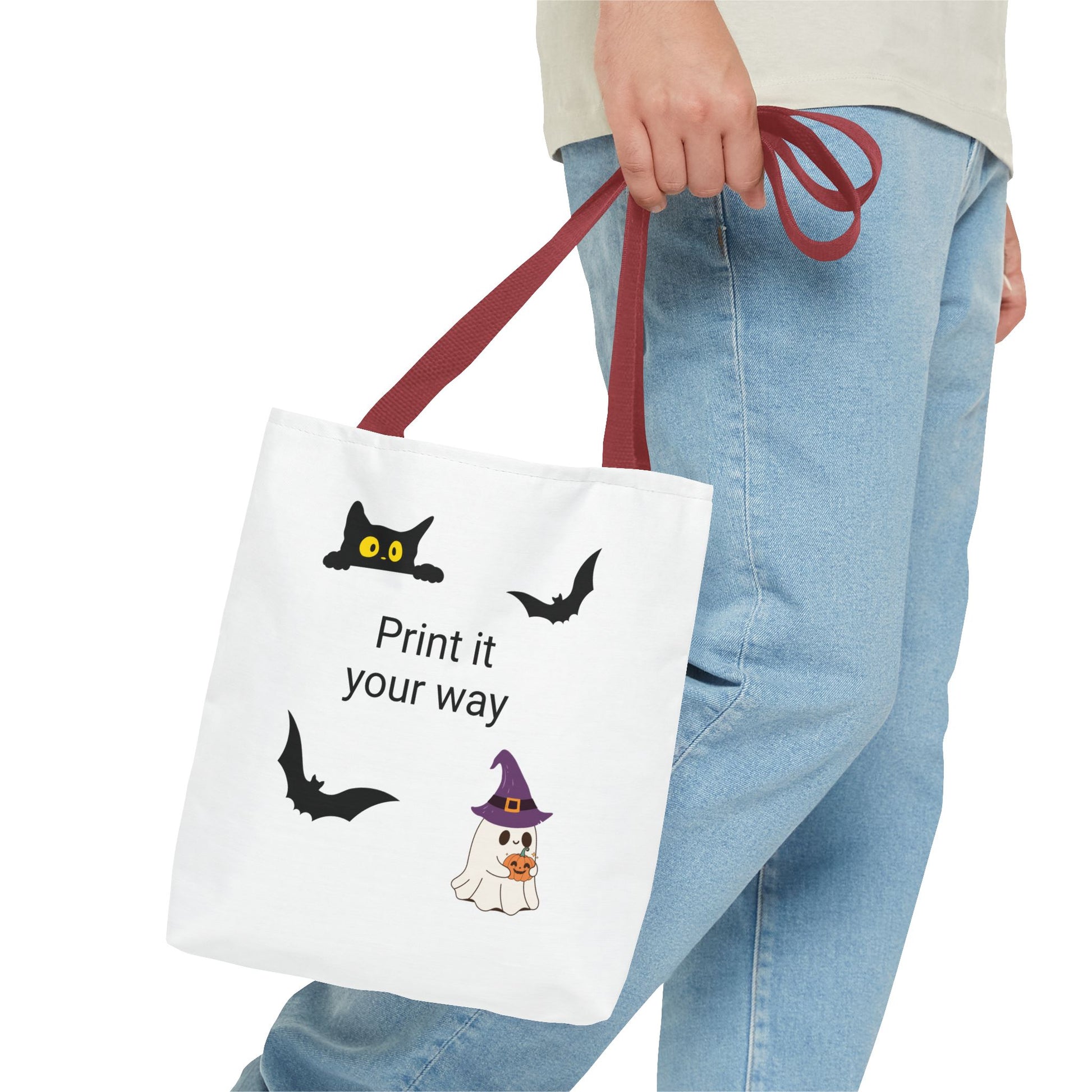 HALLOWEEN CAT and GHOST - Tote Bag. (CAN PERSONALIZE) - Tammy & Friends Travel